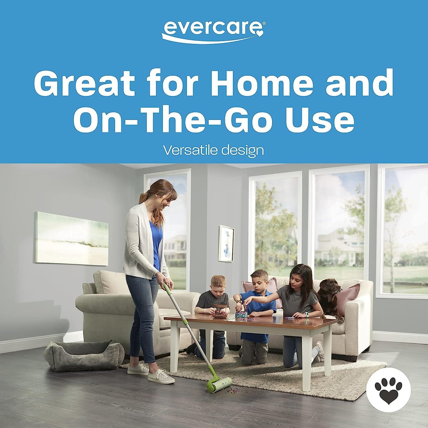 evercare Pet Mega Extreme Surface Coverage 50 Layer Lint Roller Refill for Cleaning Debris Off of Clothes and Furniture, 3 Pack