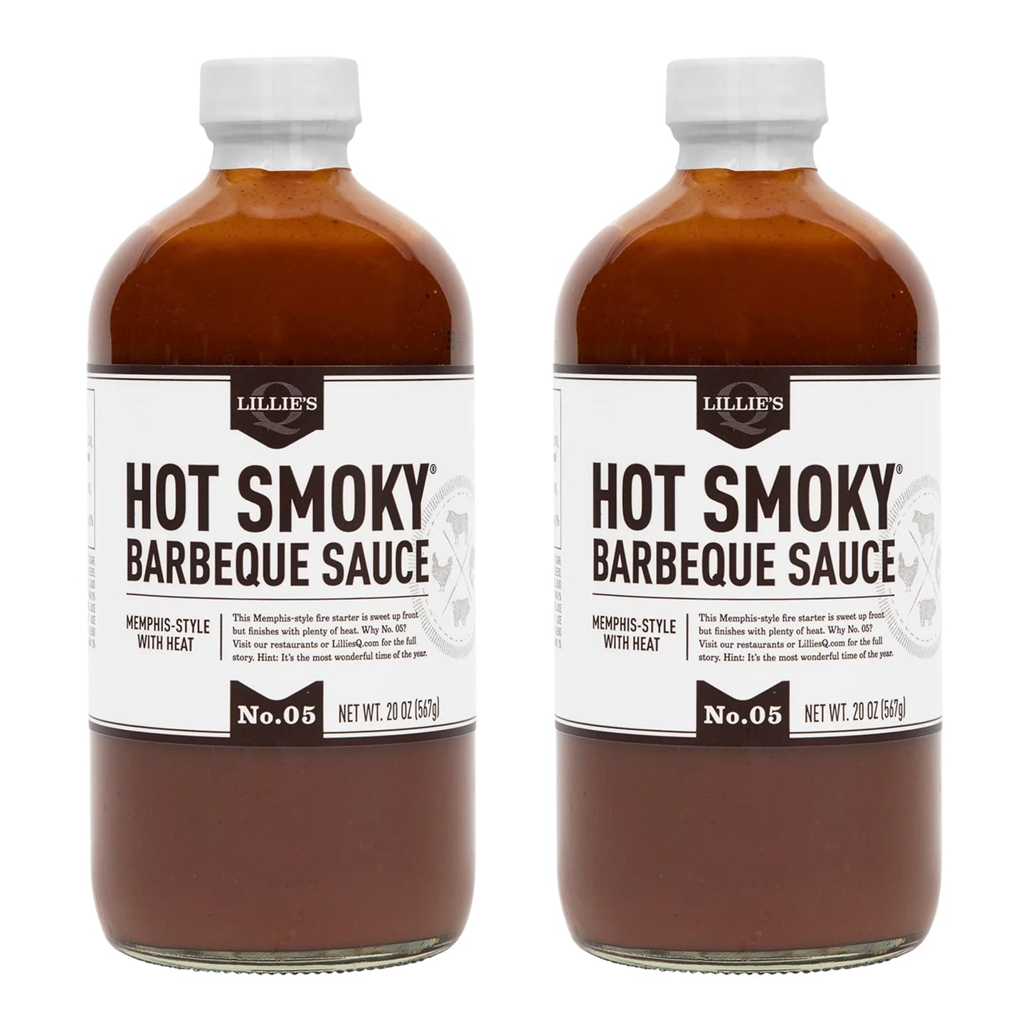 Lillie’s Q - Hot Smoky Barbeque Sauce, Gourmet BBQ Sauce, Sweet Brown Sugar BBQ Sauce with Spicy Cayenne, Mild Smoky Flavor, Premium Ingredients, Made