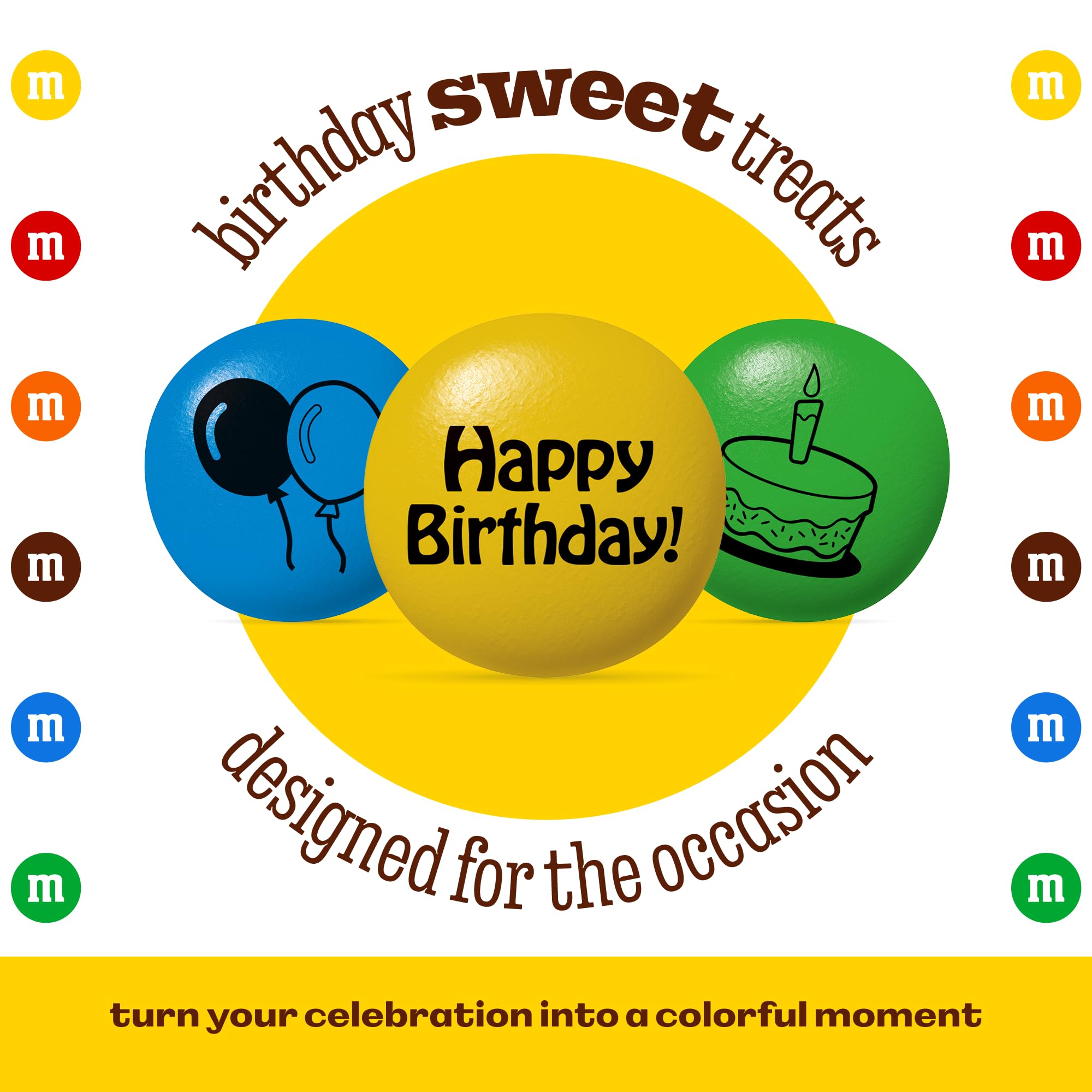 M&M’S WORLD Milk Chocolate Birthday Candy - 2lbs of Bulk Candy for Birthday Party, Party Favors, Goody Bag Stuffers and More