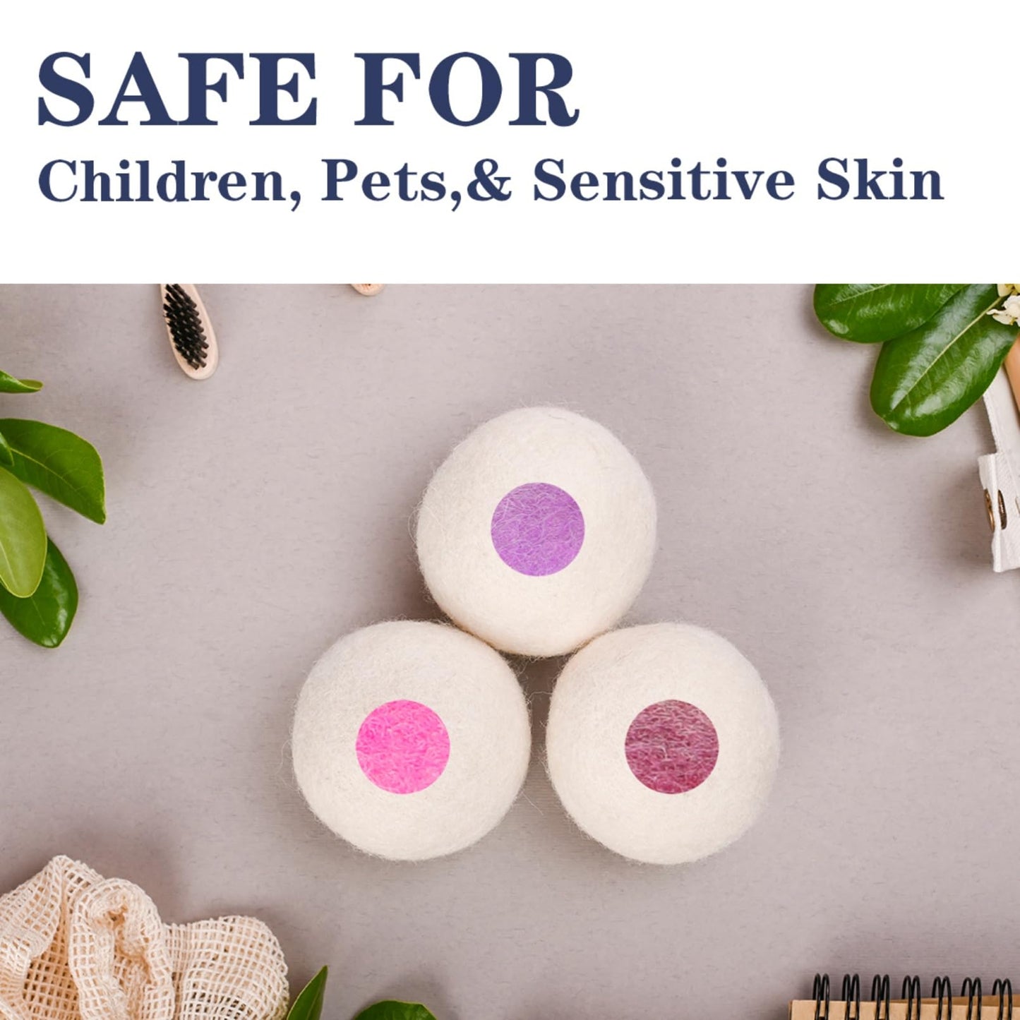 Wool Dryer Balls 6PCS Pure Organic Laundry Wool Tumble Dryer Ball Reusable Natural Fabric Softener Reduce Wrinkles and Drying Time