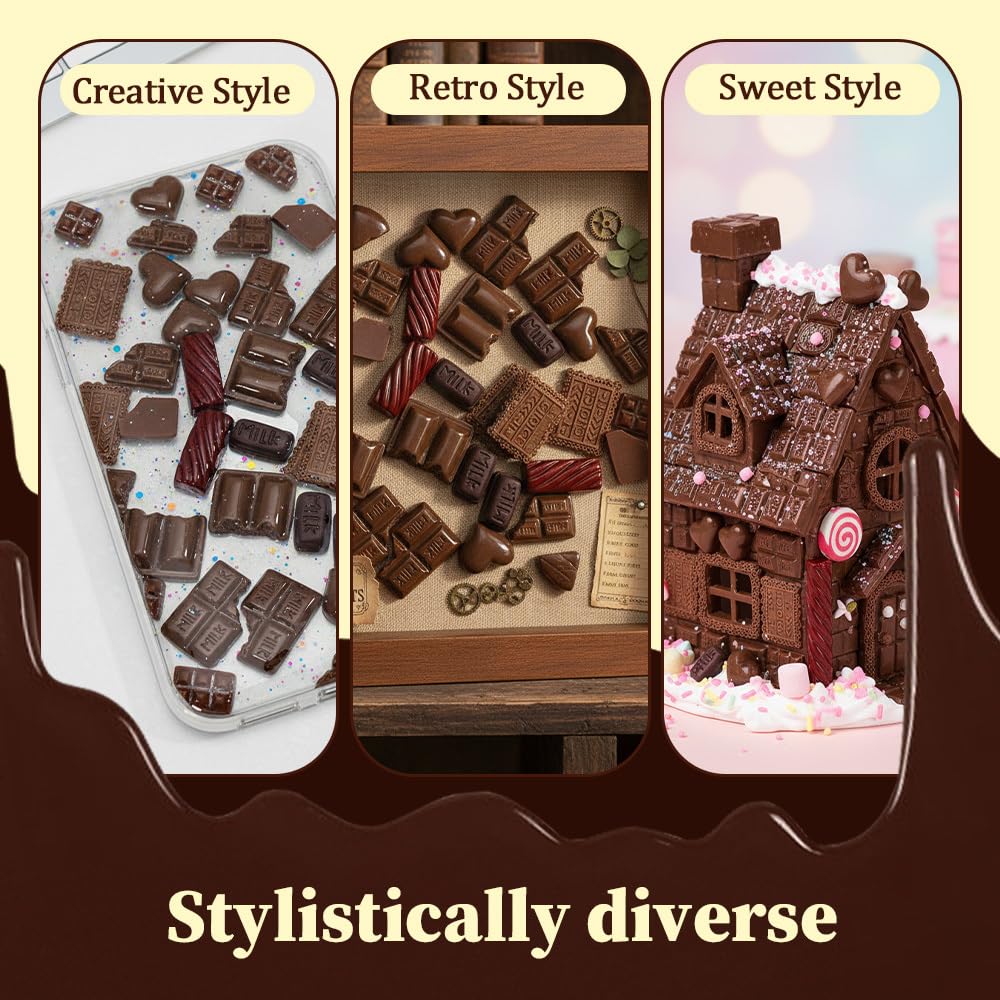 MiOYOOW Mini Fake Chocolate, 60PCS Realistic Faux Chocolate Decoration for DIY Crafts, Phone Case, Home Decor & Party Props