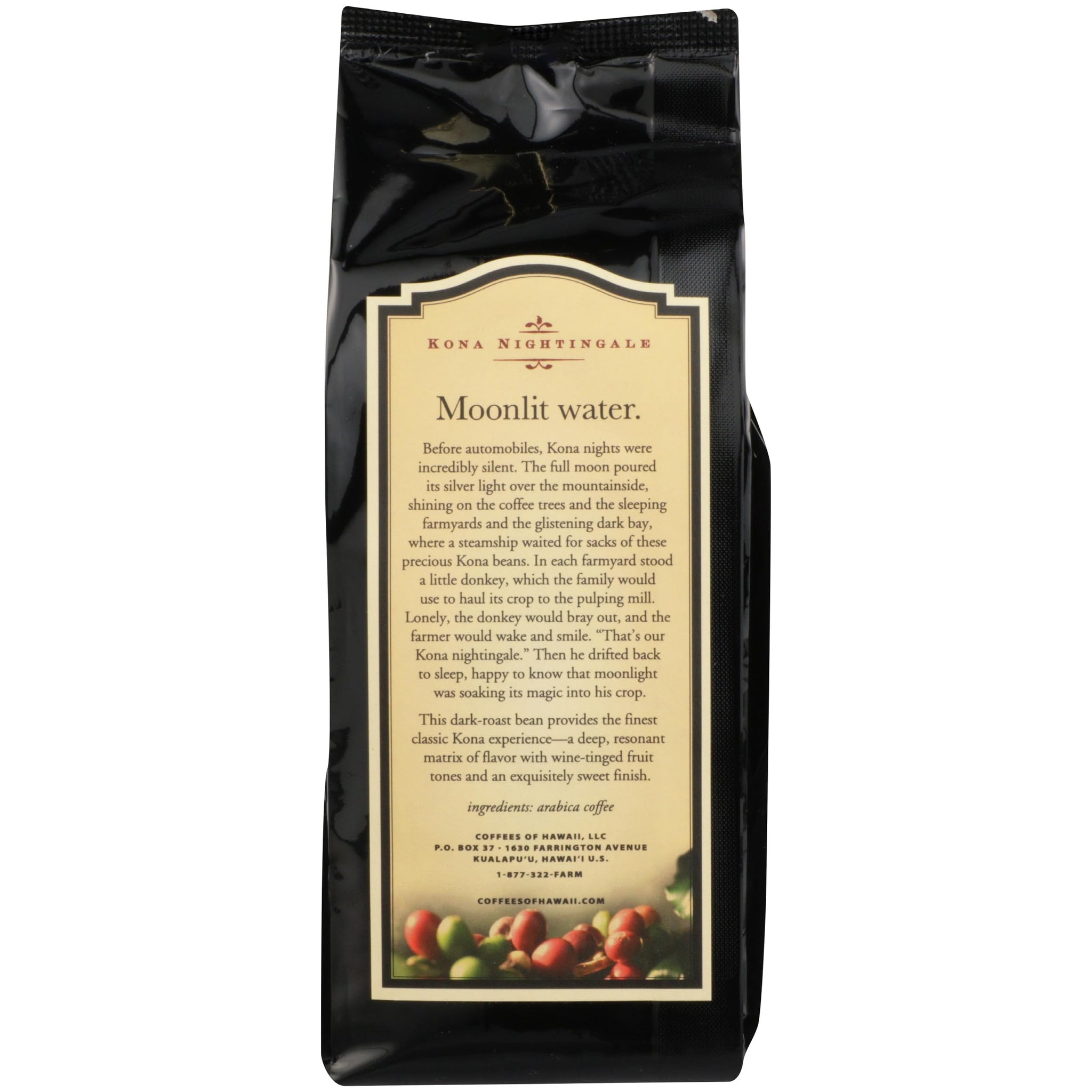 Coffees Of Hawaii, Coffee Kona Nightingale Whole Bean, 8 Ounce
