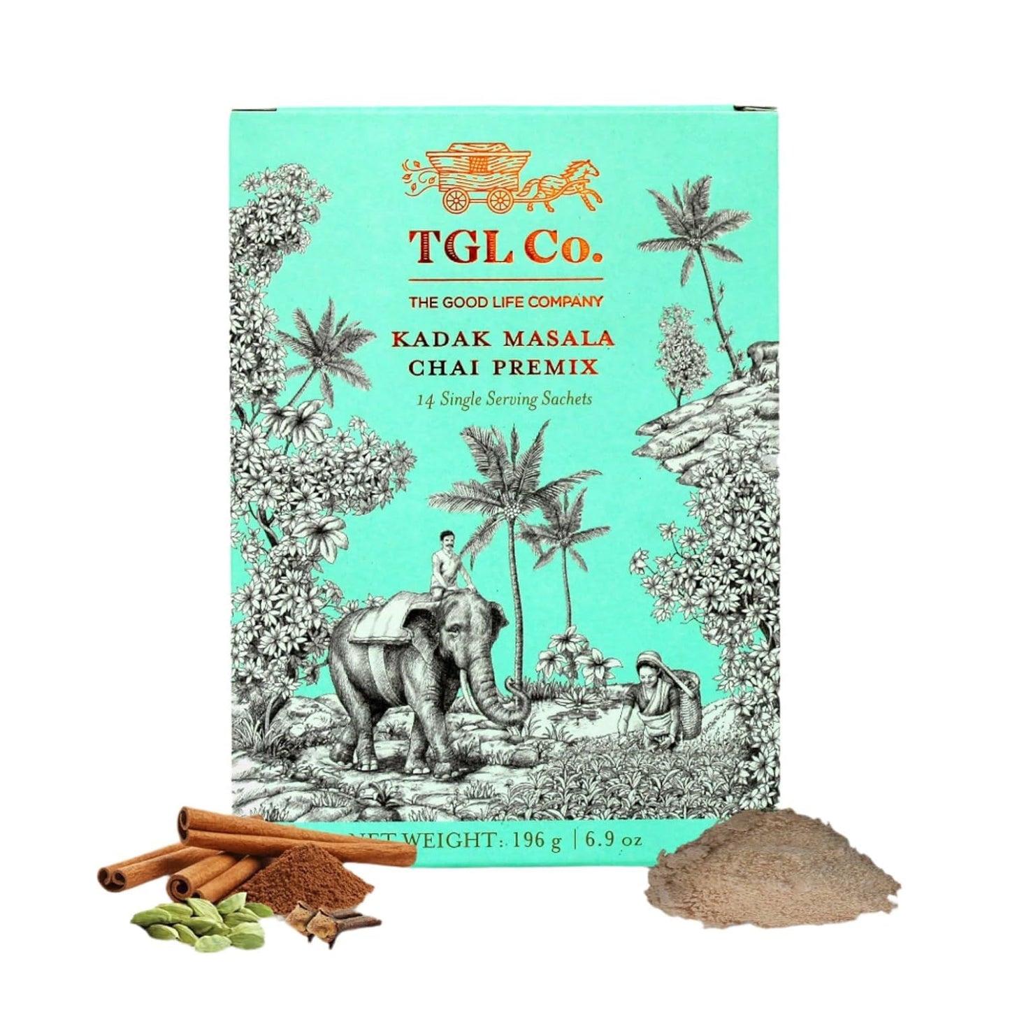 TGL Co. Kadak Masala Chai Instant Tea Premix - 14 Sachets | Bold Indian Spiced Chai Powder | Ready-to-Mix Hot Beverage