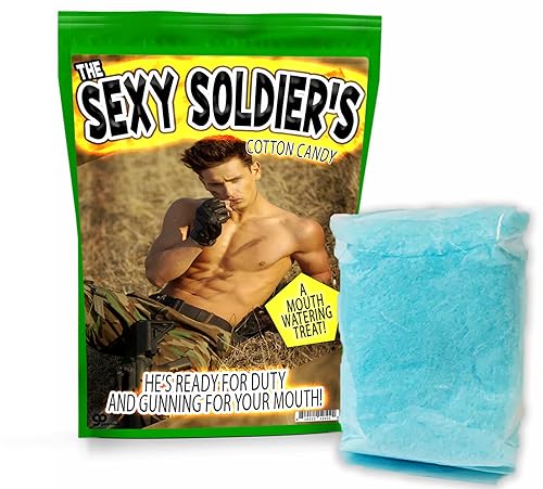 Sexy Soldier Cotton Candy - Gourmet Candy Gifts for Women - Hilarious Naughty Gifts for Single Ladies - Bachelorette Party Favors Funny Gag Gifts