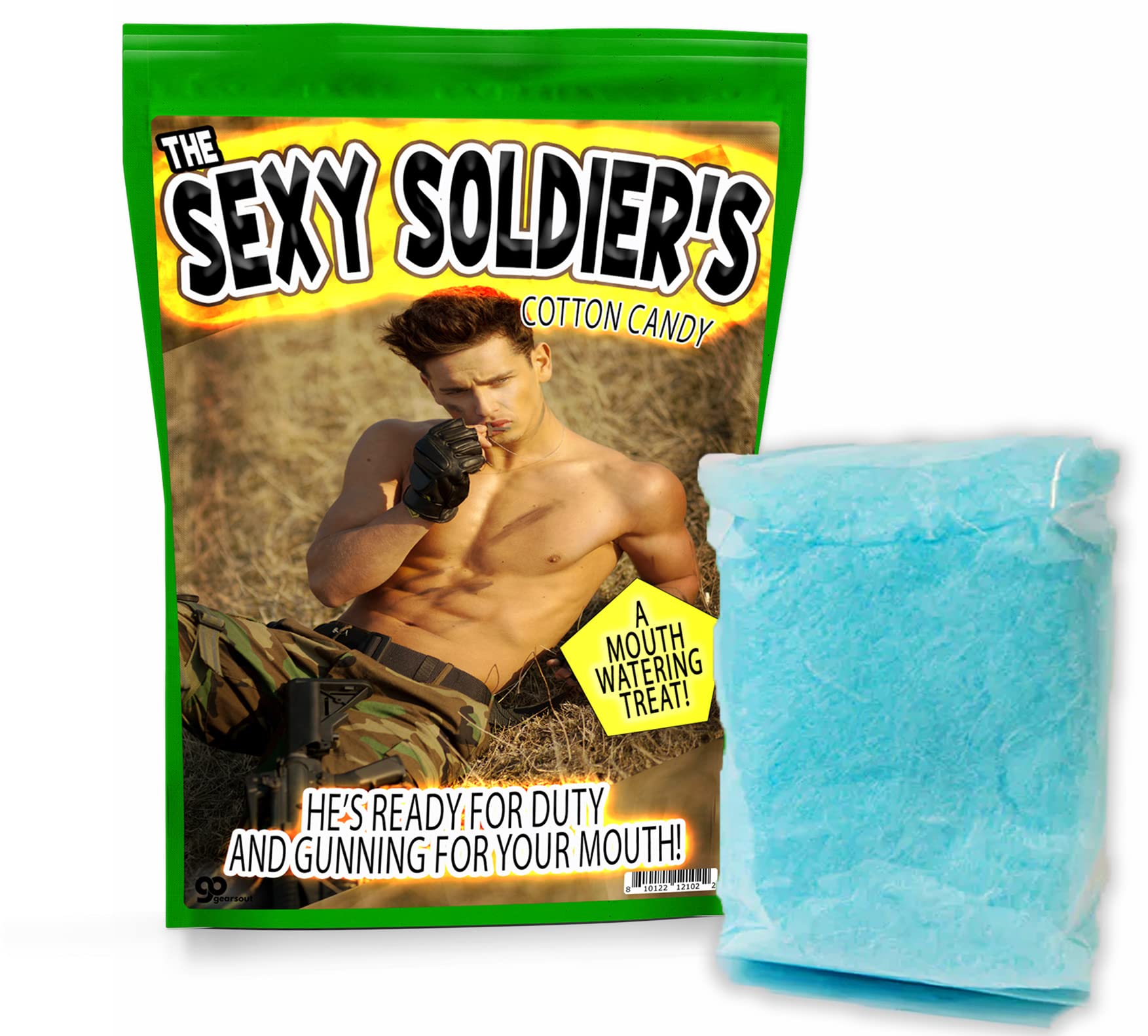 Sexy Soldier Cotton Candy - Gourmet Candy Gifts for Women - Hilarious Naughty Gifts for Single Ladies - Bachelorette Party Favors Funny Gag Gifts