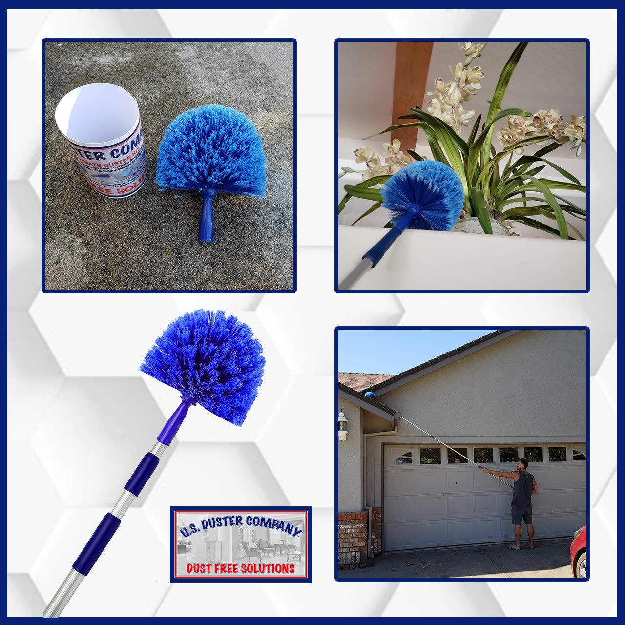 Cobweb Duster with Extension Pole, Plus Size Microfiber Ceiling Fan Duster Extendable 20 feet Reach, 3-Stage Aluminum Telescoping Pole Long Handle