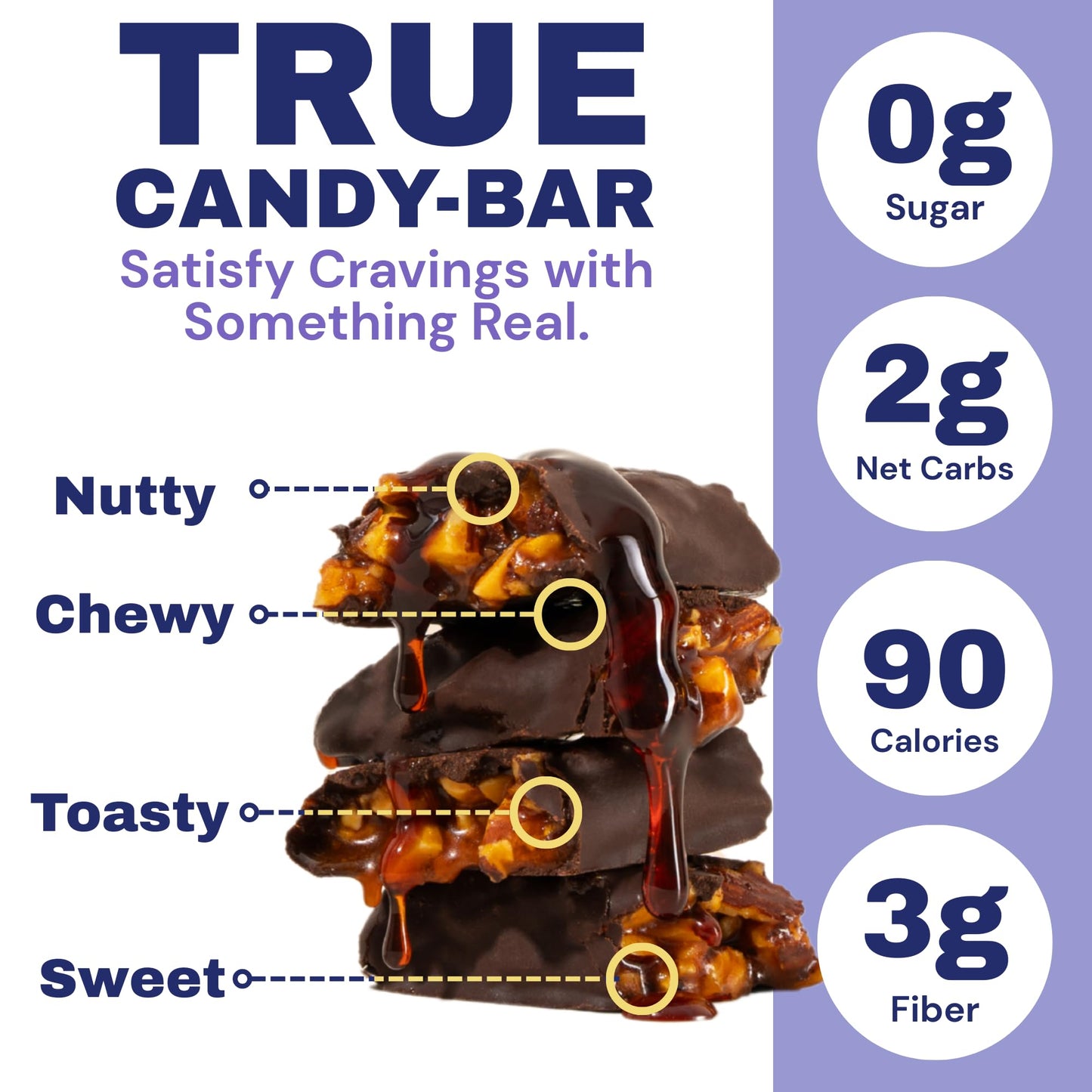 Krack’d Snacks Keto Chocolate Snack Bars - Low Carb, Vegan Chocolate with Almonds and Coconut Caramel - Gluten Free, Sugar Free (Dark Chocolate Aloha