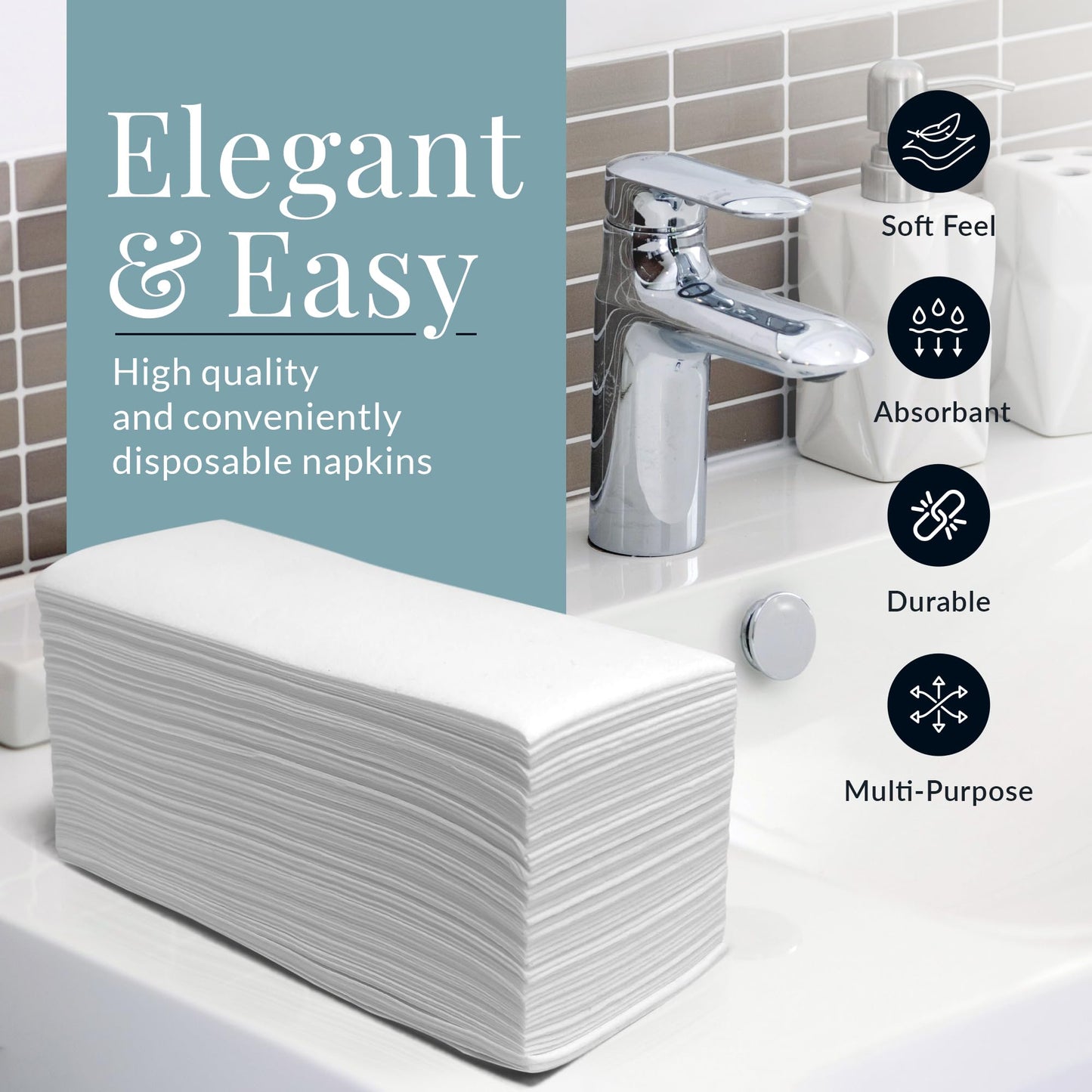 Reli. Bathroom Napkins Guest Disposable (60 Pack) Linen-Feel Guest Towels 12" x 15.75" | Cloth-Like Restroom Napkins | Paper Hand Towels for Bathroom