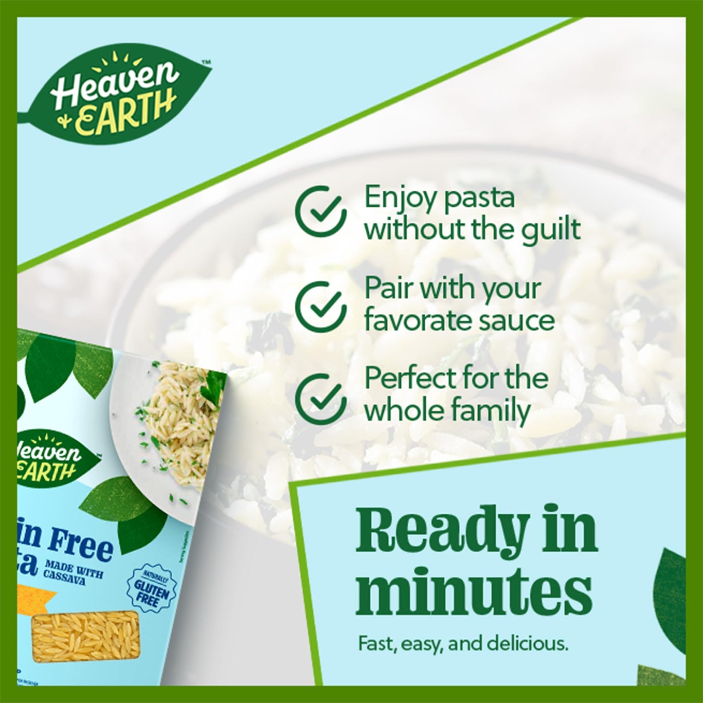 Heaven & Earth Grain Free Pasta, Cassava Orzo, 8oz (3 Pack) | Paleo Pasta | Vegan | Certified Gluten Free | Kosher for Passover