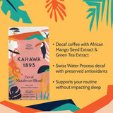 Kahawa 1893 Decaf Metaboost Ground Coffee Medium Dark Roast 12 Oz - With Green Tea Extract & African Mango Seed Extract, As Seen on Shark Tank