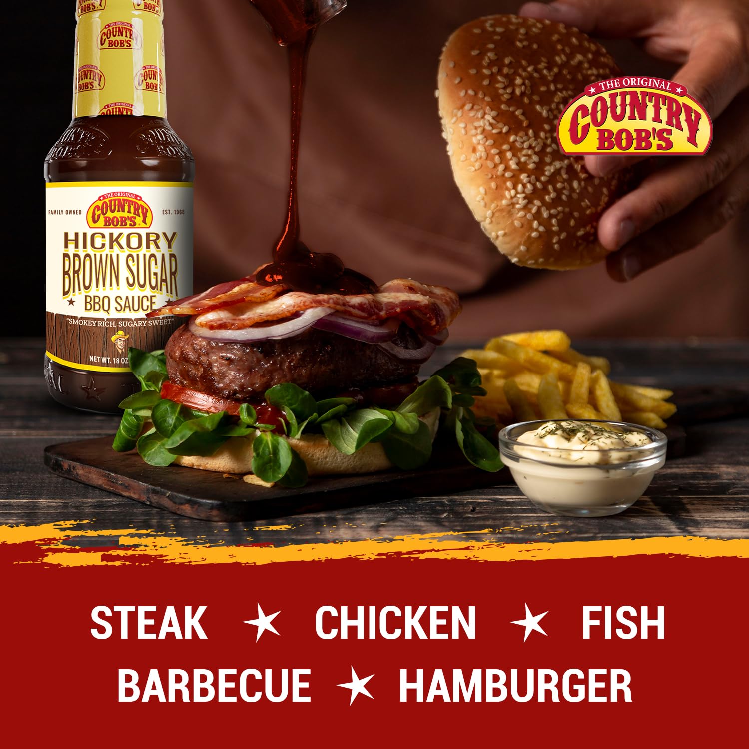 Country Bob's - Hickory & Brown Sugar Barbecue Sauce - 18 oz (Pack of 1)