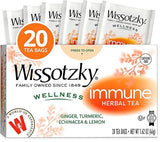 Wissotzky Wellness Immune Herbal Tea, 20 Tea Bags | Caffeine Free | With Ginger, Turmeric, Echinacea & Lemon | Herbal Tea for Immune Support & Daily