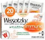 Wissotzky Wellness Immune Herbal Tea, 20 Tea Bags | Caffeine Free | With Ginger, Turmeric, Echinacea & Lemon | Herbal Tea for Immune Support & Daily