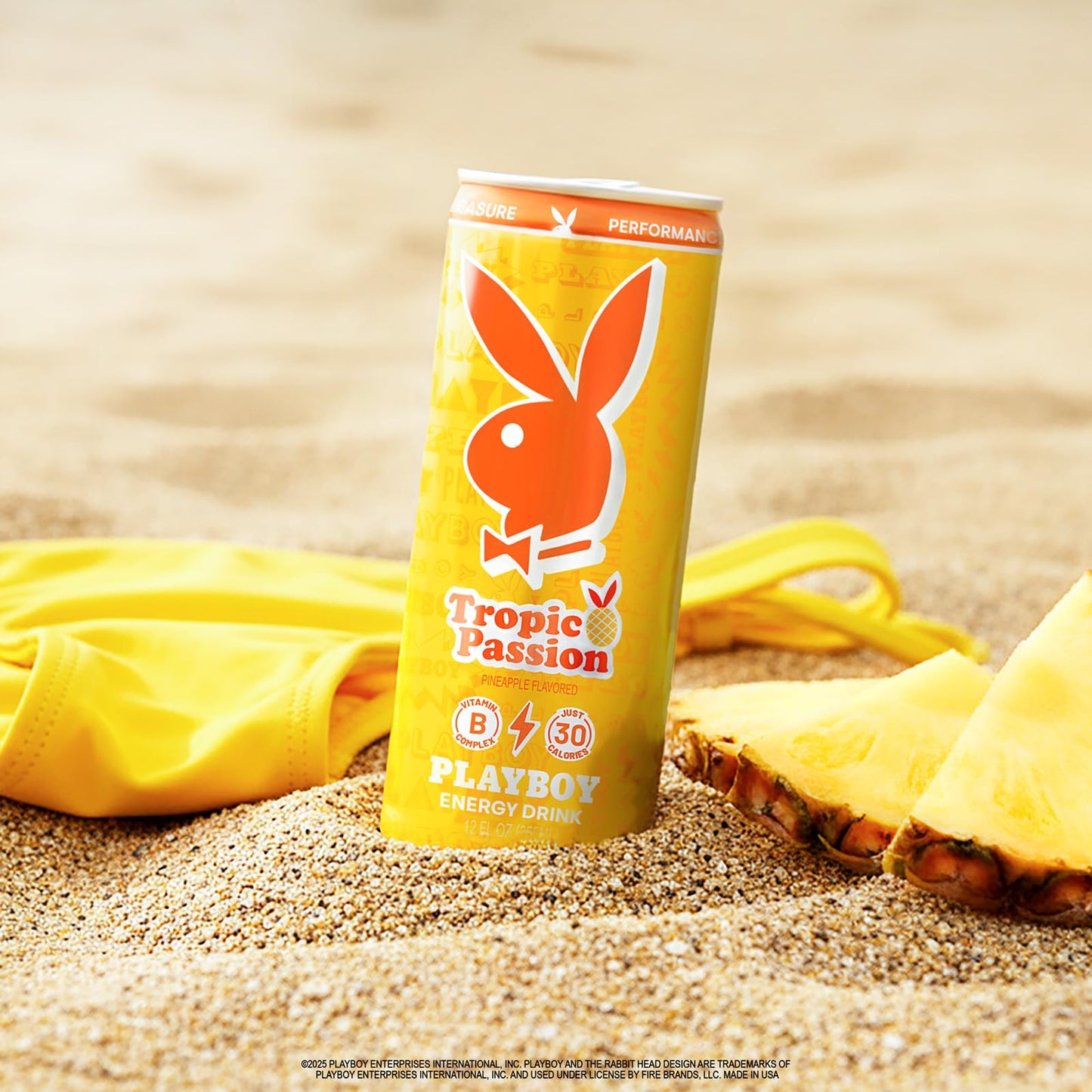 PLAYBOY Energy Drink - Tropic Passion (Pineapple) - 12 Pack of 12oz Cans | Performance + Pleasure Energy | NextGen Lifestyle Drink