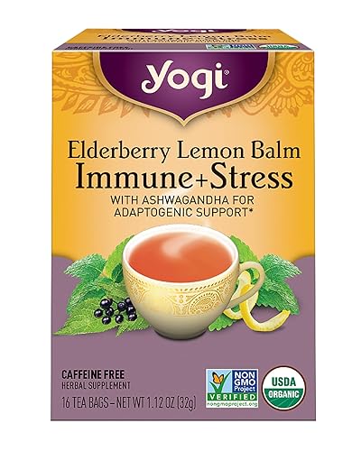 Yogi Tea, Tea Immune Stress Elderberry Lemon Balm Organic, 16 Count