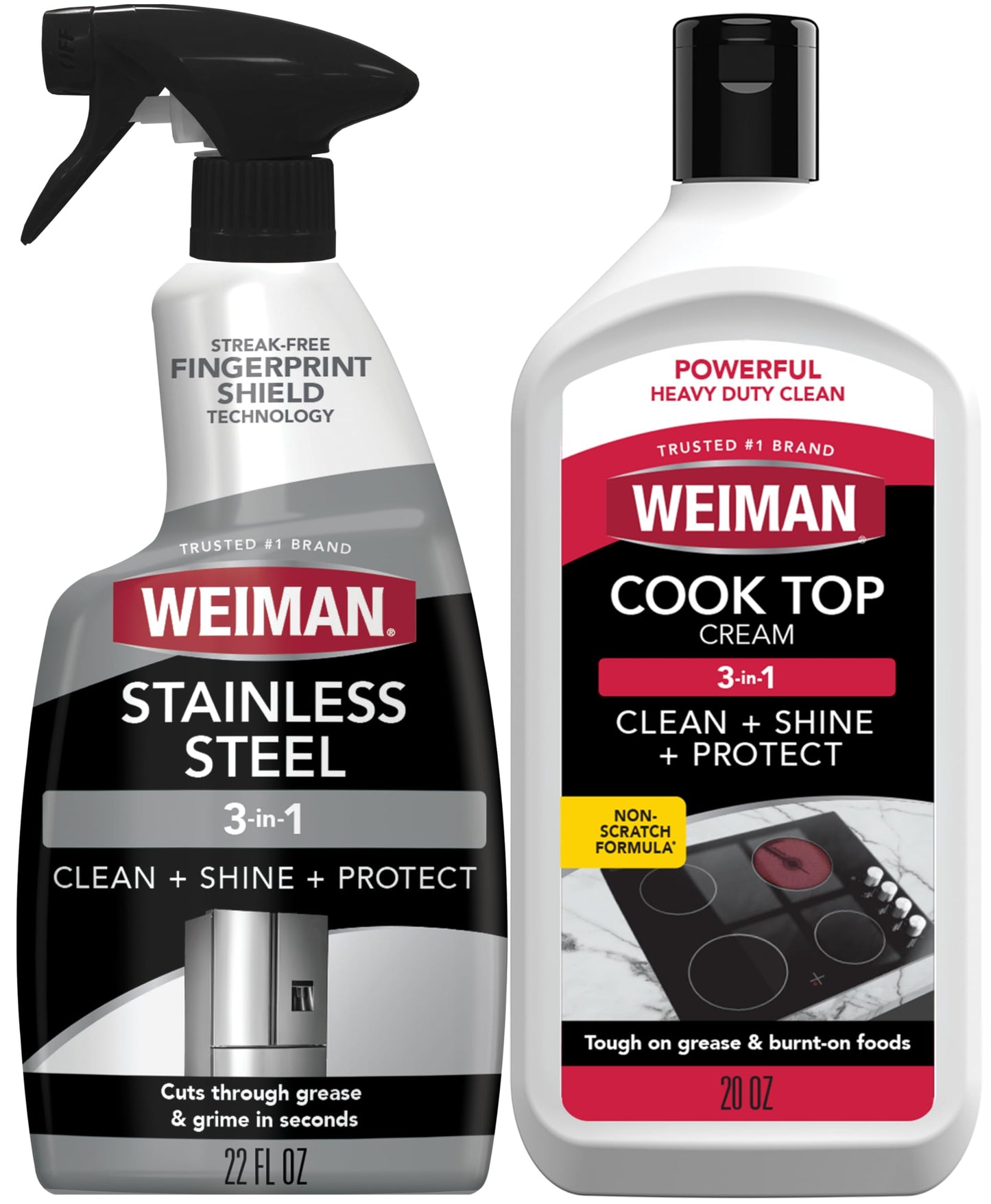 Weiman Stainless Steel Cleaner & Cooktop Heavy Duty Polish - Powerful Appliance Kitchen Cleaning Kit