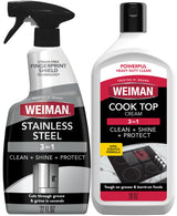 Weiman Stainless Steel Cleaner & Cooktop Heavy Duty Polish - Powerful Appliance Kitchen Cleaning Kit