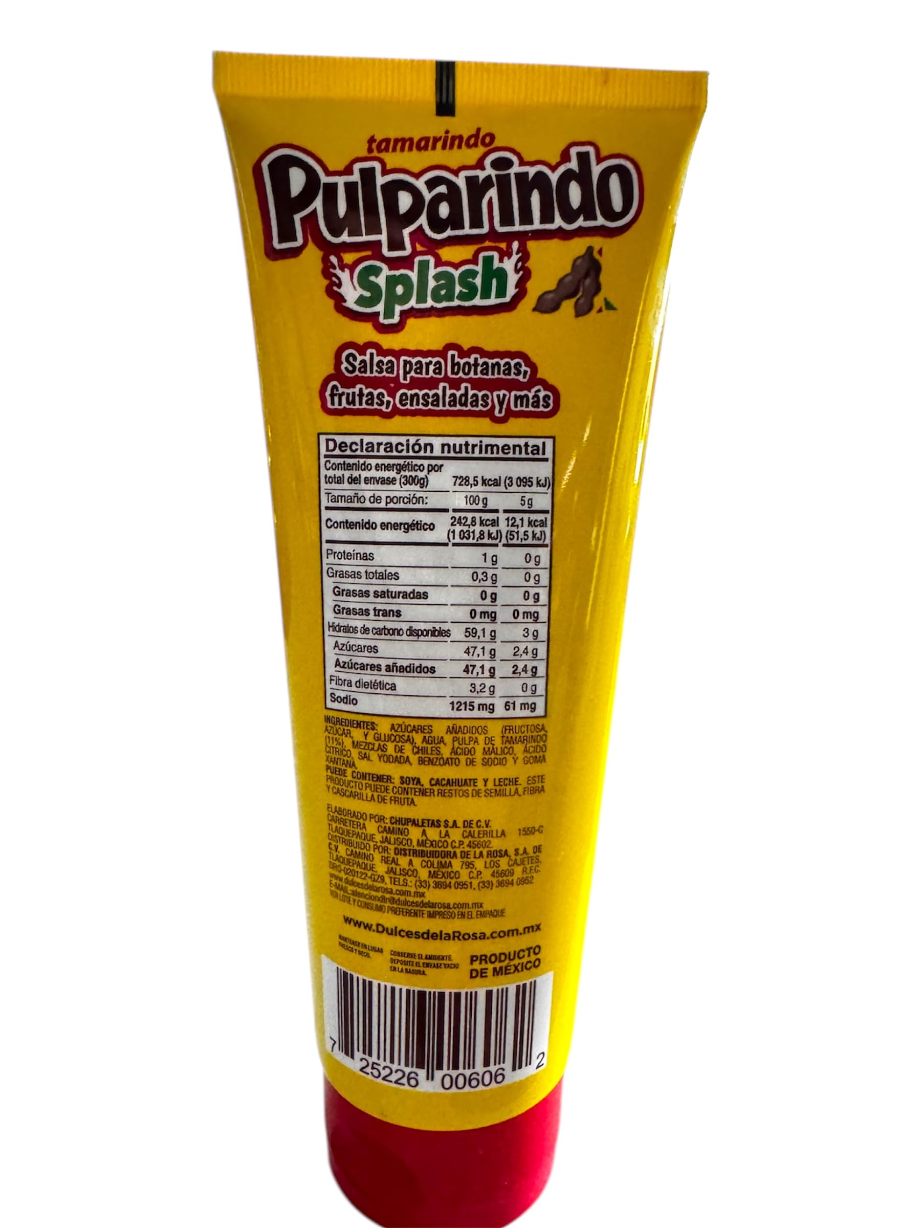 De La Rosa Pulparindo Splash Tamarind Flavor - Single Bottle | Spicy & Sweet Mexican Candy for Snacks, Fruits, Beverages