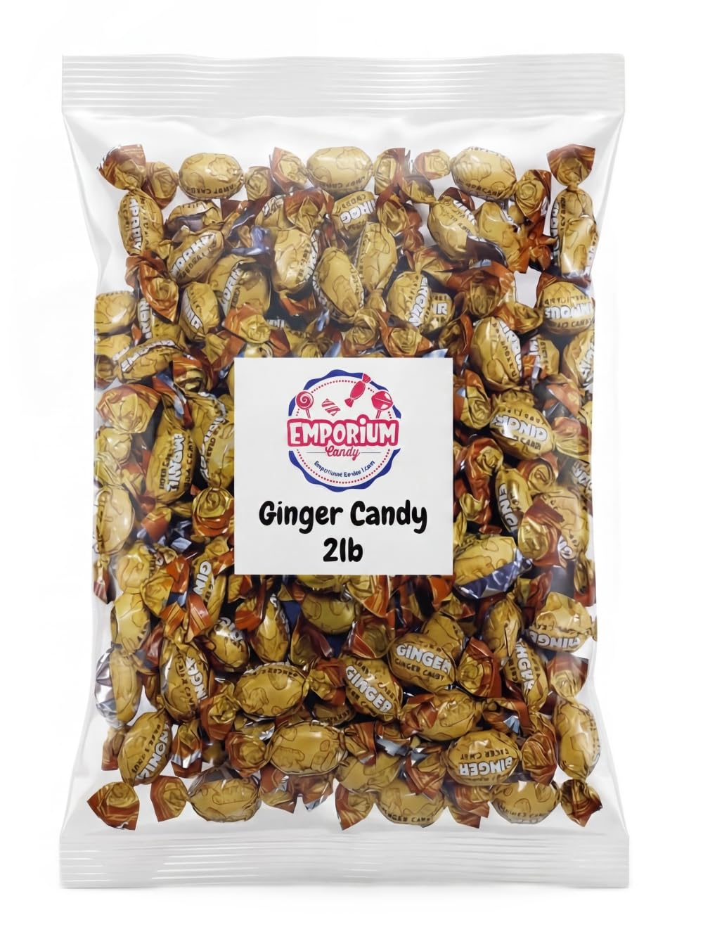 Ginger Candy - 2 lbs Bulk Bag of Sweet & Spicy Ginger Flavored Drops, Individually Wrapped, Long-Lasting Hard Candy