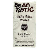 Beantastic Cafe Daily Bliss Blend Dark Roast Ground Coffee/Whole Bean Coffee, 100% Brazilian Beans, Smooth & Bold Flavor, 12 oz Bag (Whole Bean)
