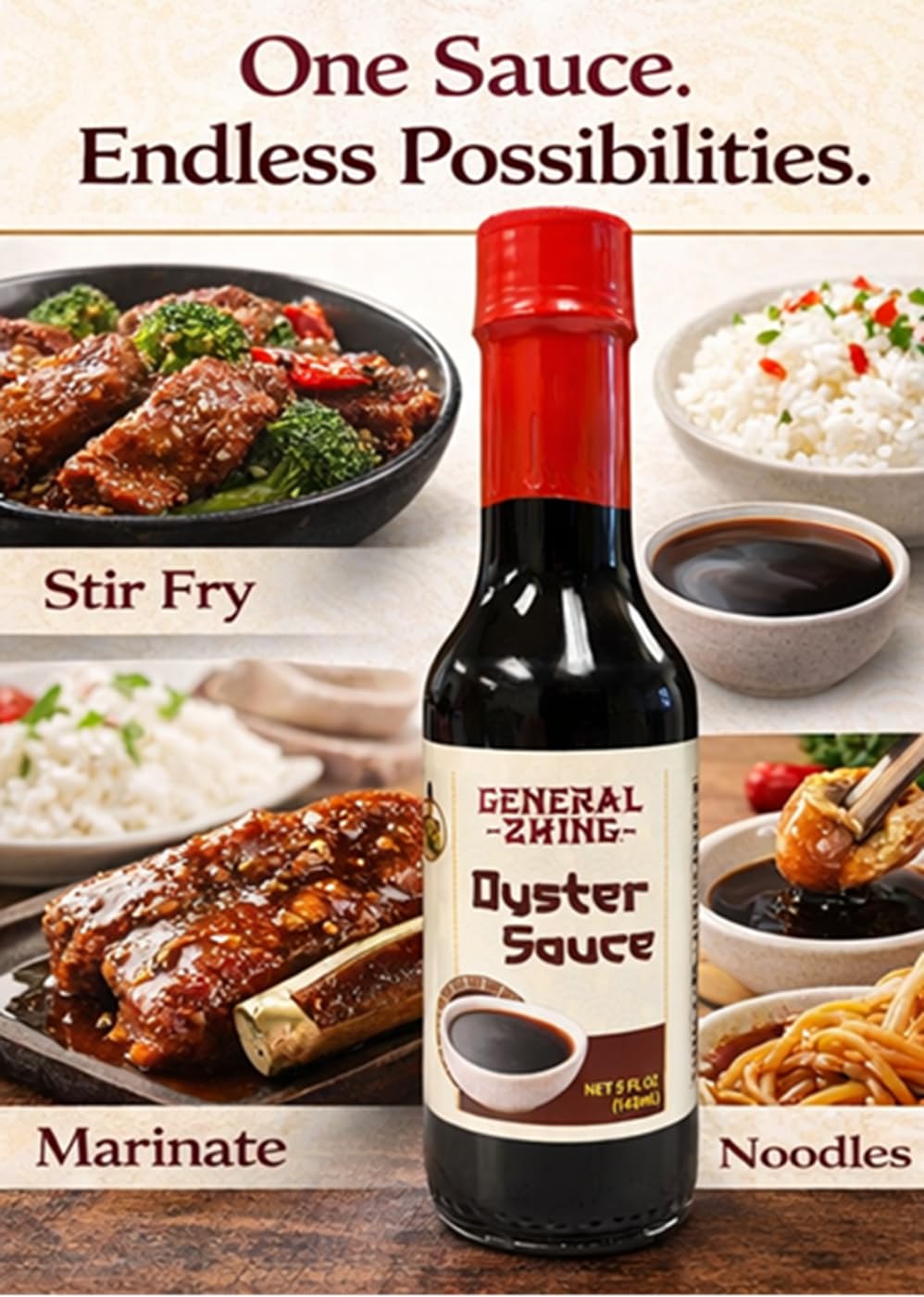 General Zhing Oyster Sauce, Two 5 Ounce Bottles of Asian Oyster Flavored Sauce, Delicious Asian Sauce (2-pack, 10, Fl Oz)