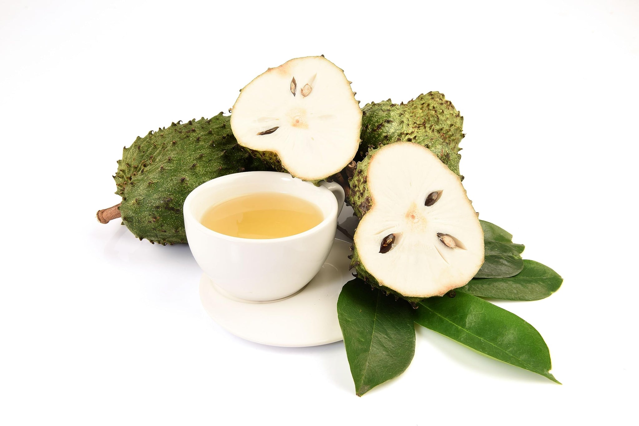 Premium Caffeinated Ceylon Soursop Graviola Green Tea Bags: 25 Count Individually Wrapped Teabags All-Natural Exotic Fruit Essence & Aroma Hot or Iced