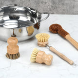 4 Piece Bamboo Dish Brush Set - Bamboo Dish Bottle Brush with Sisal, Dish Scrubber for Kitchen Cleaning Dishes, Pots, Pans