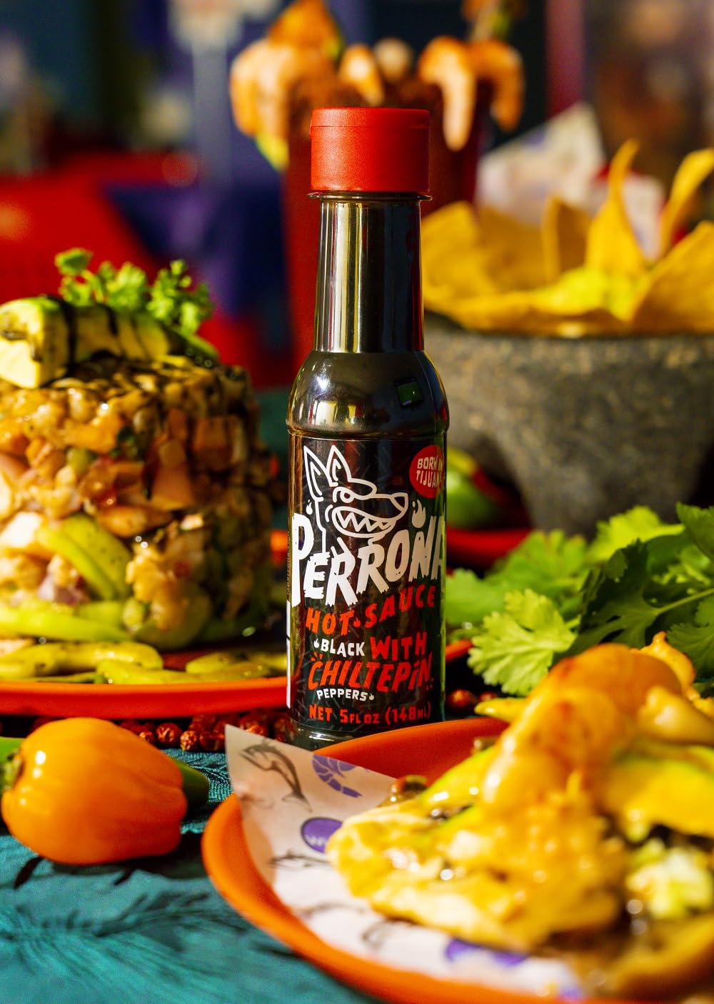 La Perrona Negra Seafood Hot Sauce 5 Ounce Bottle | Black Marisco Salsa Picante | Extra Spicy | Handmade