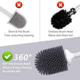 Lefree Silicone Toilet Brush,Rubber Toilet Bowl Brush and Holder Set with Ventilated Holder, Toilet Cleaner Brush for Bathroom,Floor Standing & Wall