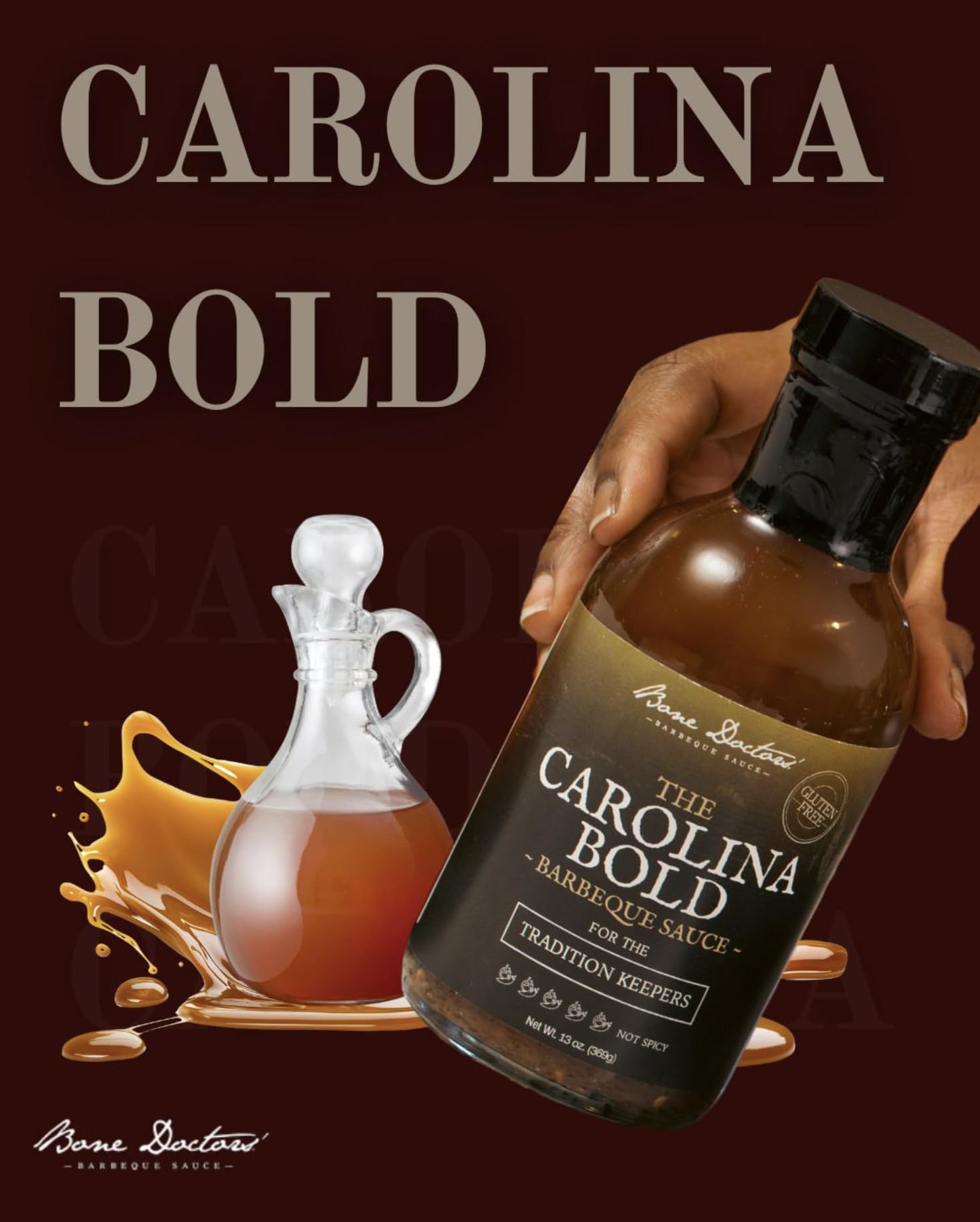 Bone Doctors' BBQ Sauce - Carolina Bold - 15oz. - Award Winning Smokehouse Flavor - Gluten Free