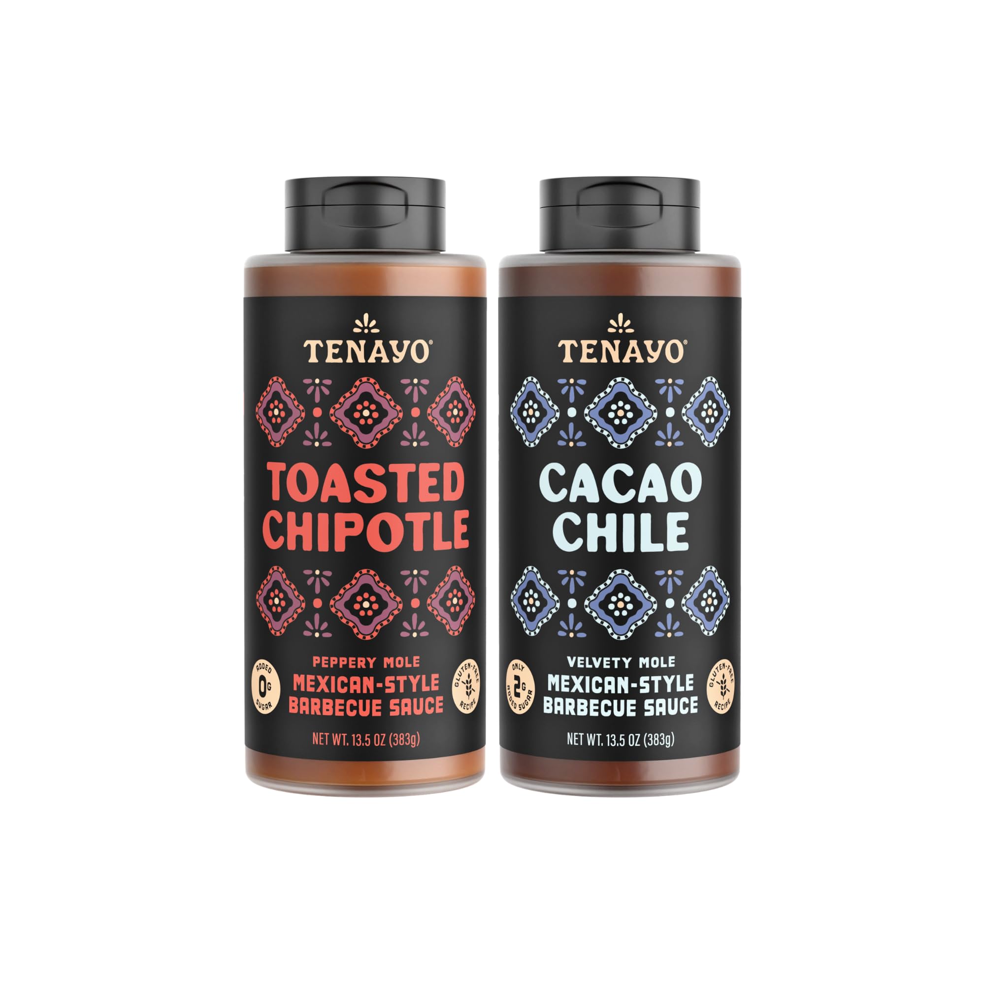 Tenayo Toasted Chipotle & Cacao Chile Barbecue Sauce 2-Pack (13.5 oz Bottles) - Mexican Style Sauce Duo with Chipotle, Chocolate, Chiles & Spices