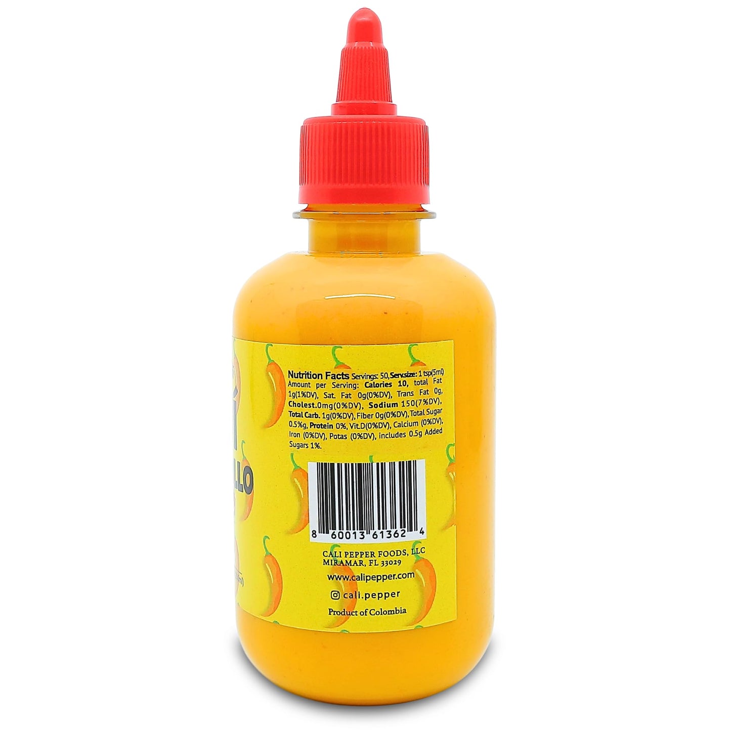 Cali Pepper Aji Amarillo Hot Sauce - Yellow Chili Pepper Sauce Made from Aged Aji Amarillo Peppers - Hot Heat (40,000-50,000 SHU) - Squeeze Bottle 8.4