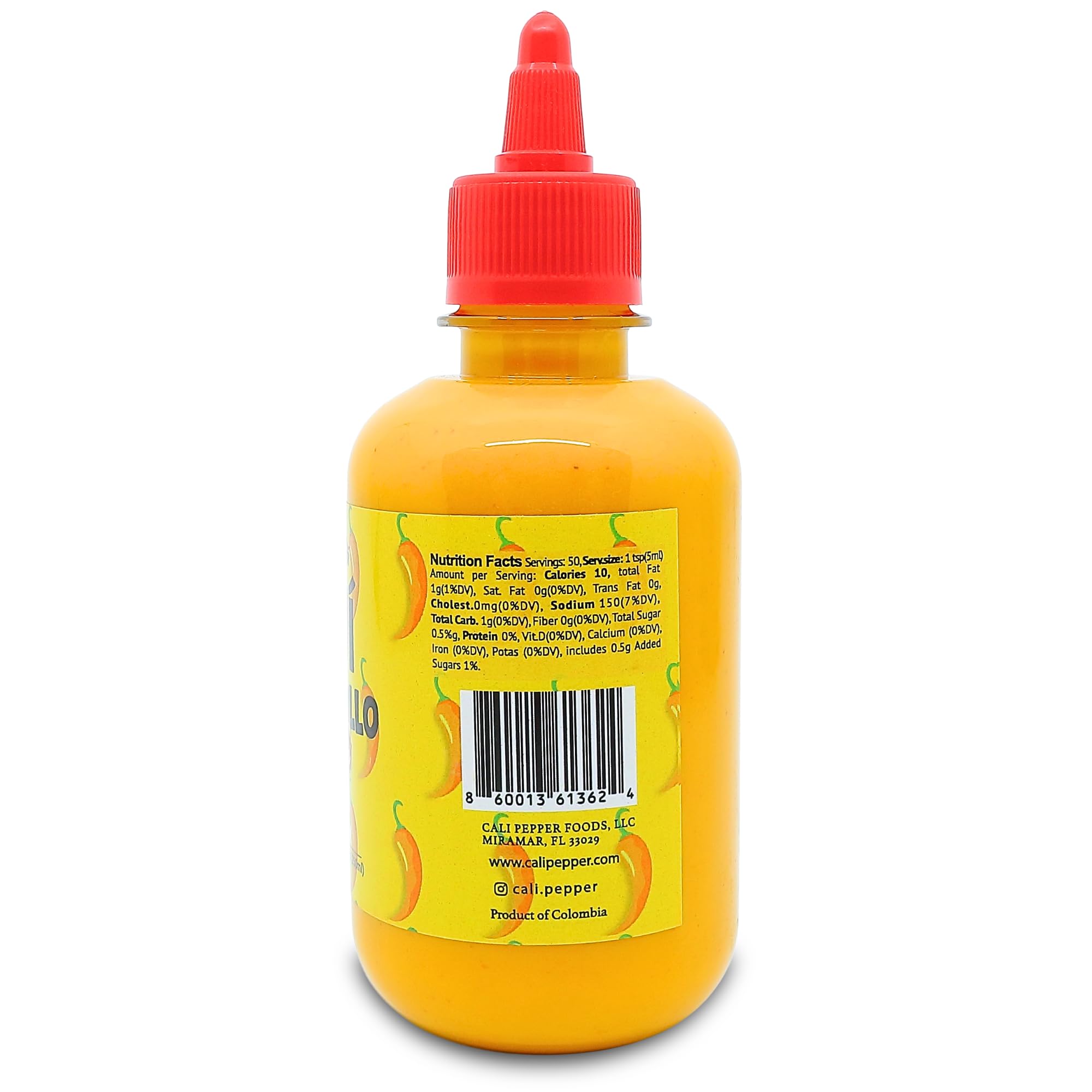 Cali Pepper Aji Amarillo Hot Sauce - Yellow Chili Pepper Sauce Made from Aged Aji Amarillo Peppers - Hot Heat (40,000-50,000 SHU) - Squeeze Bottle 8.4