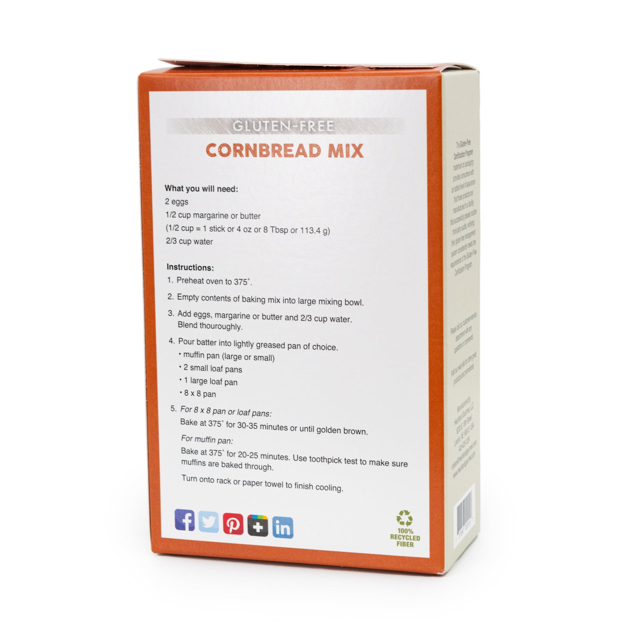 Gluten Free Cornbread Mix - Buttery and Chewy - Certified Gluten Free - Premium Ingredients - All Purpose - Safe for Celiac Diet - Made in Nebraska, USA
