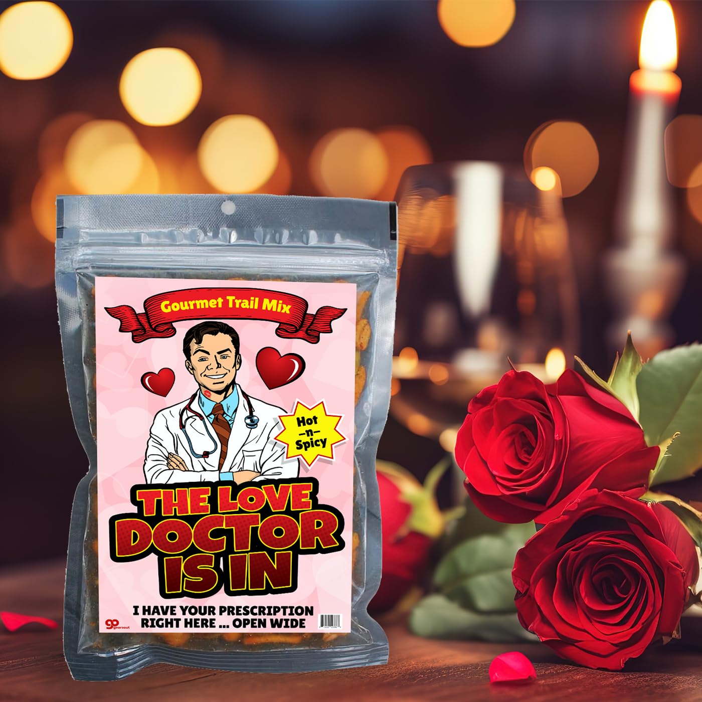 Valentines Day Love Doctor Trail Mix - Gourmet Spicy Snack Blend - Weird Food Gifts - Valentine Gifts for Couples - Funny Trail Mix for Date Night