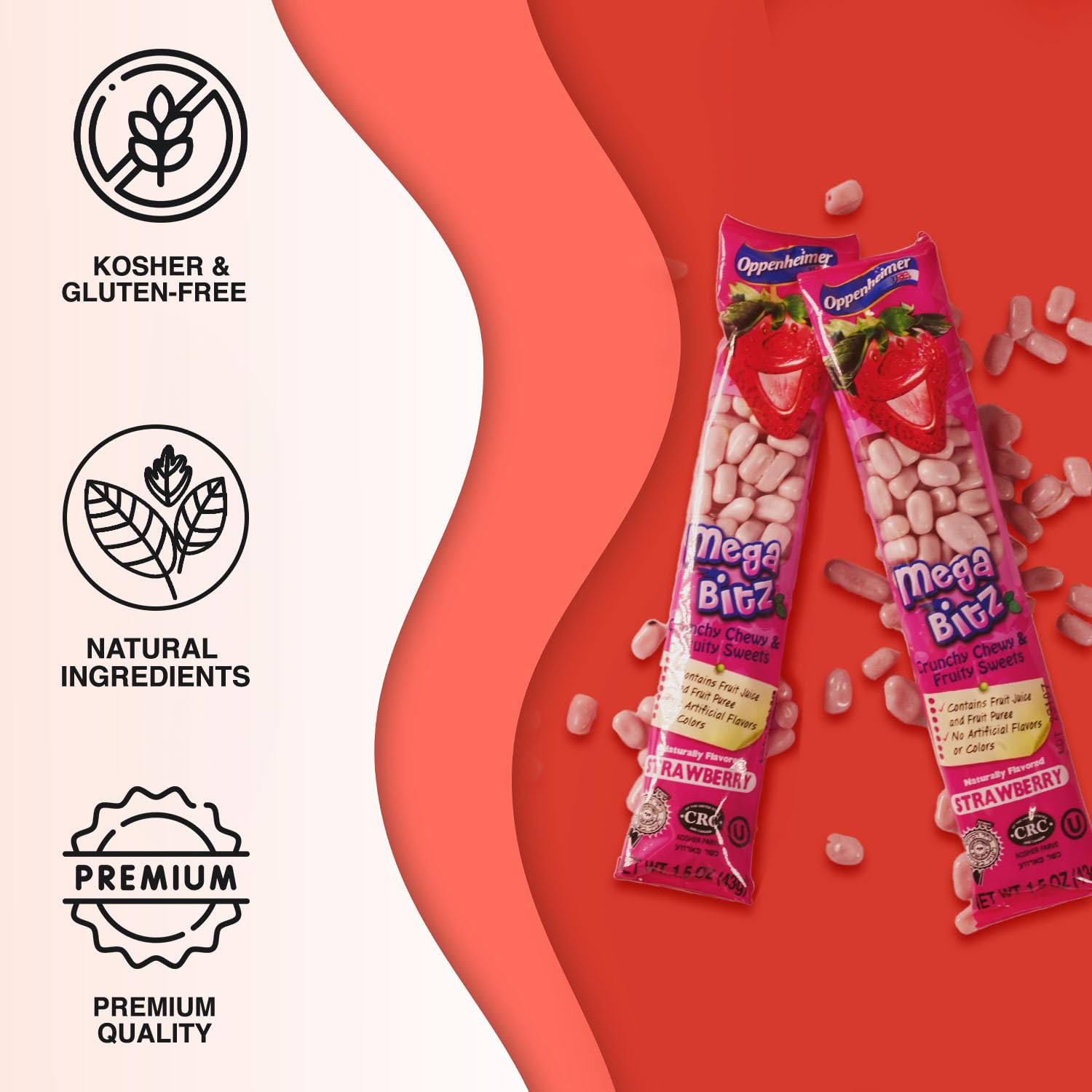 Mega Bitz Fruit Nuggets Strawberry Candy Bulk Pack for Kids - Naturally Flavored Individually Wrapped Strawberry Flavor for on the go Snacking, Movie