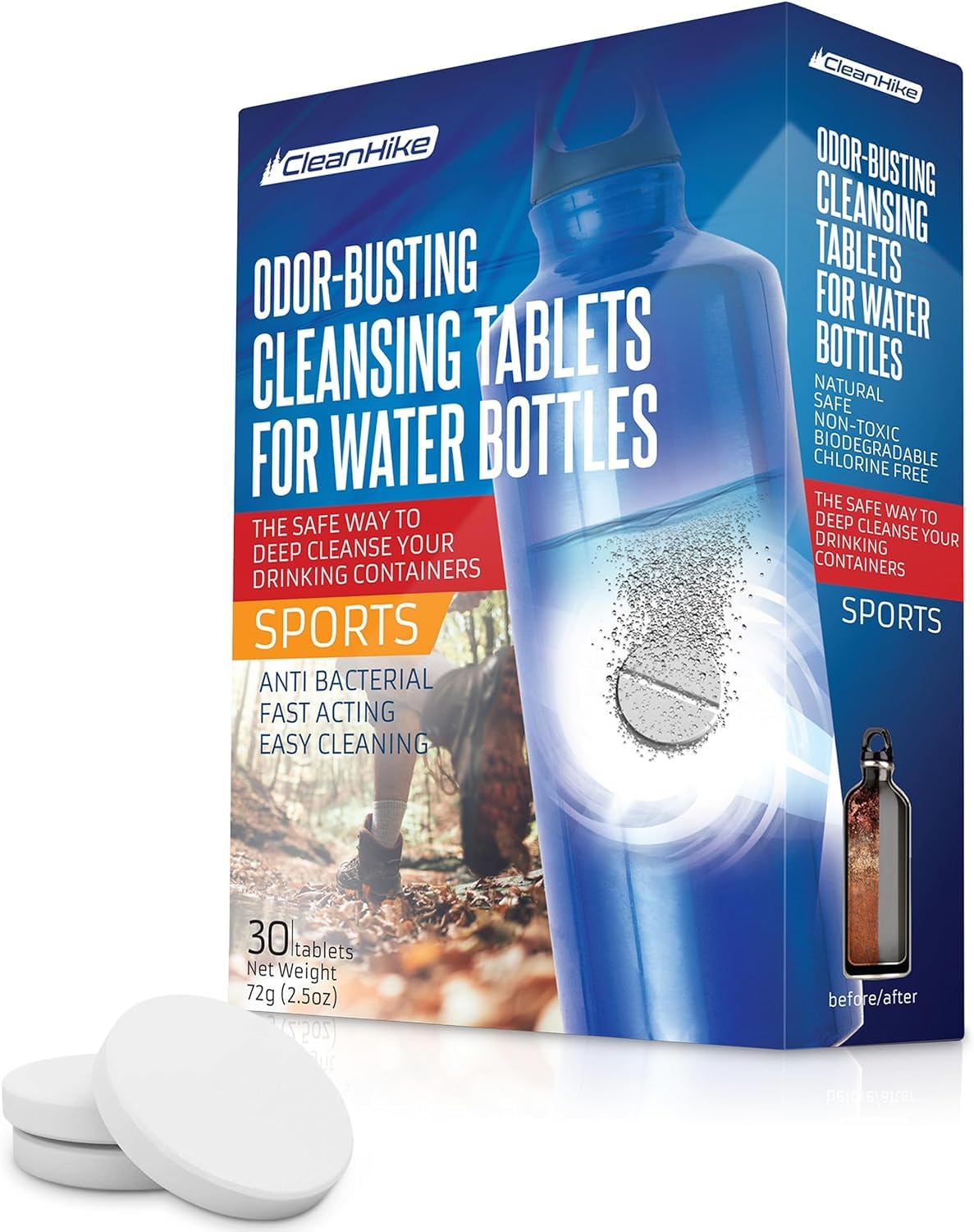 Tumbler Water Bottle Cleaning Tablets - All Natural Ingredient, Great for All Stainless, Plastics, Ceramic and Glass Drinking Containers, Individually