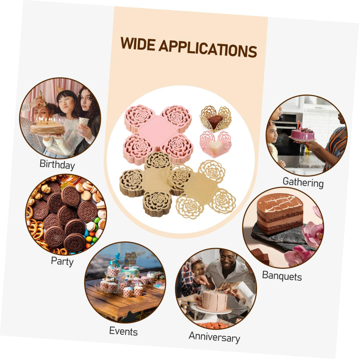 GRIRIW 100pcs Rose Design Chocolate Cups Mini Cupcake Liners for Weddings Birthdays and Parties Elegant Truffle Wrappers