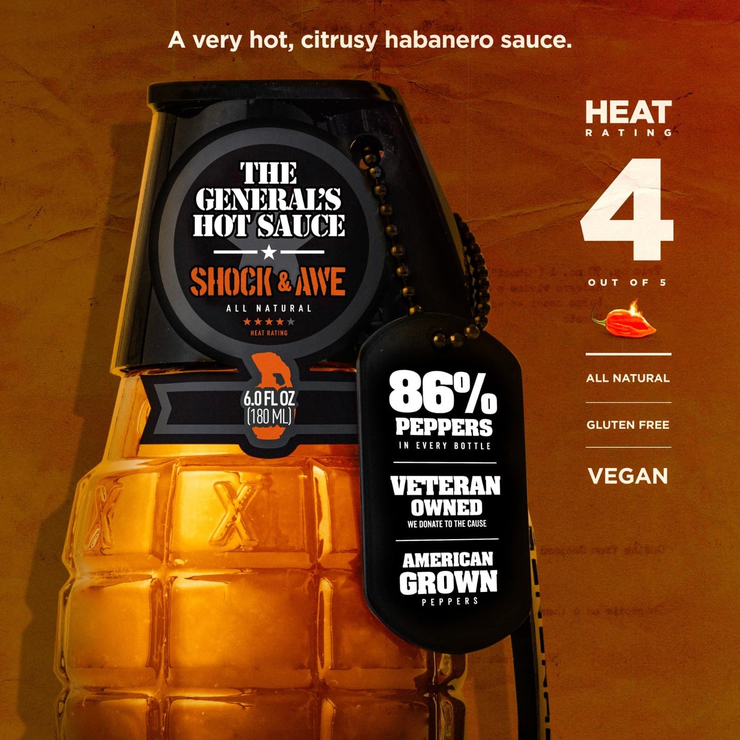 The General's Hot Sauce Gift Set, Heat Seeker Gourmet Variety 6 oz 3-Pack, Habanero & Cayenne Peppers, 3/5-4/5 Heat, Natural Spicy Sauce for Wings