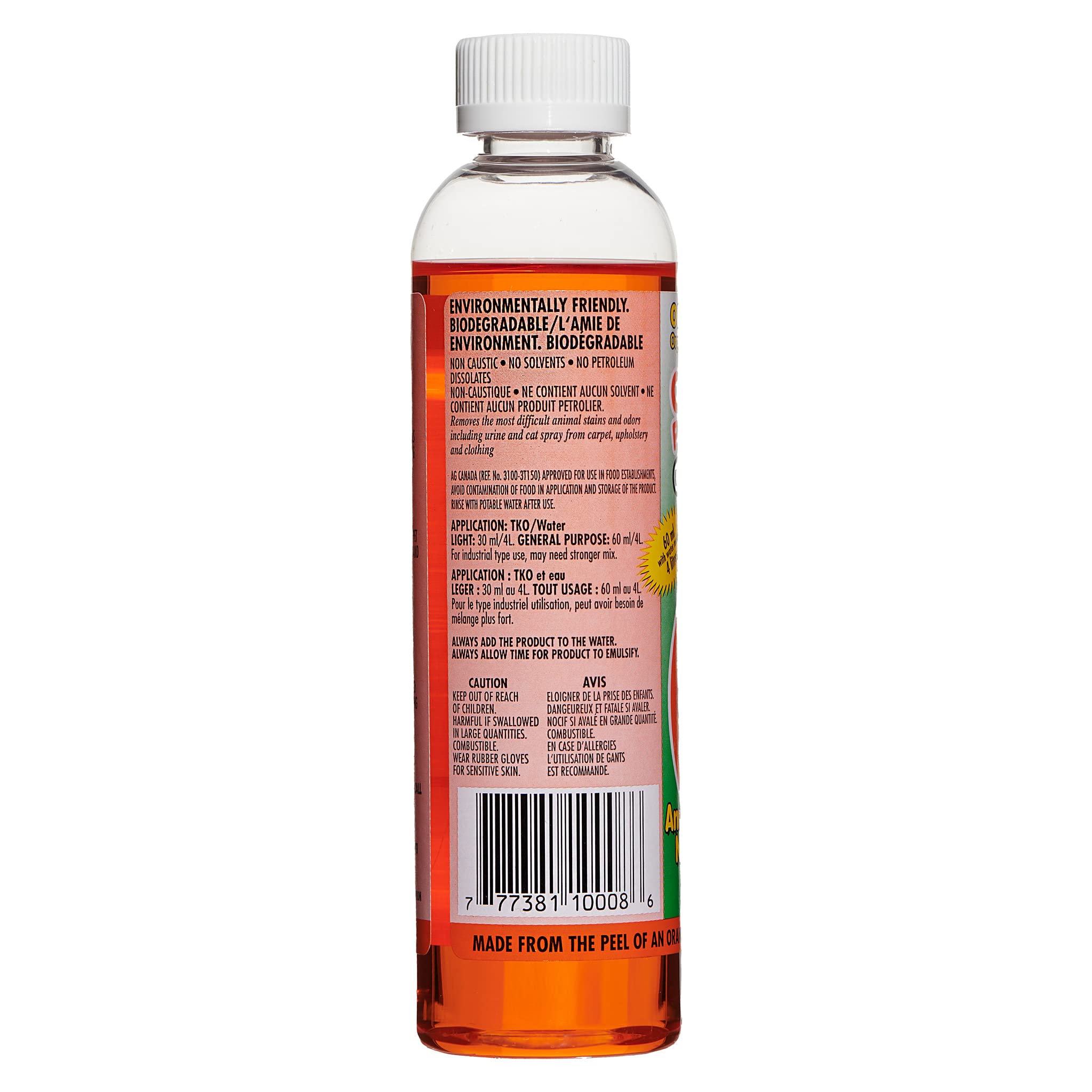Organic Orange TKO Pet Power Concentrated Multi-Purpose Citrus Cleaner, Deodorizer, Stain Remover (8oz)