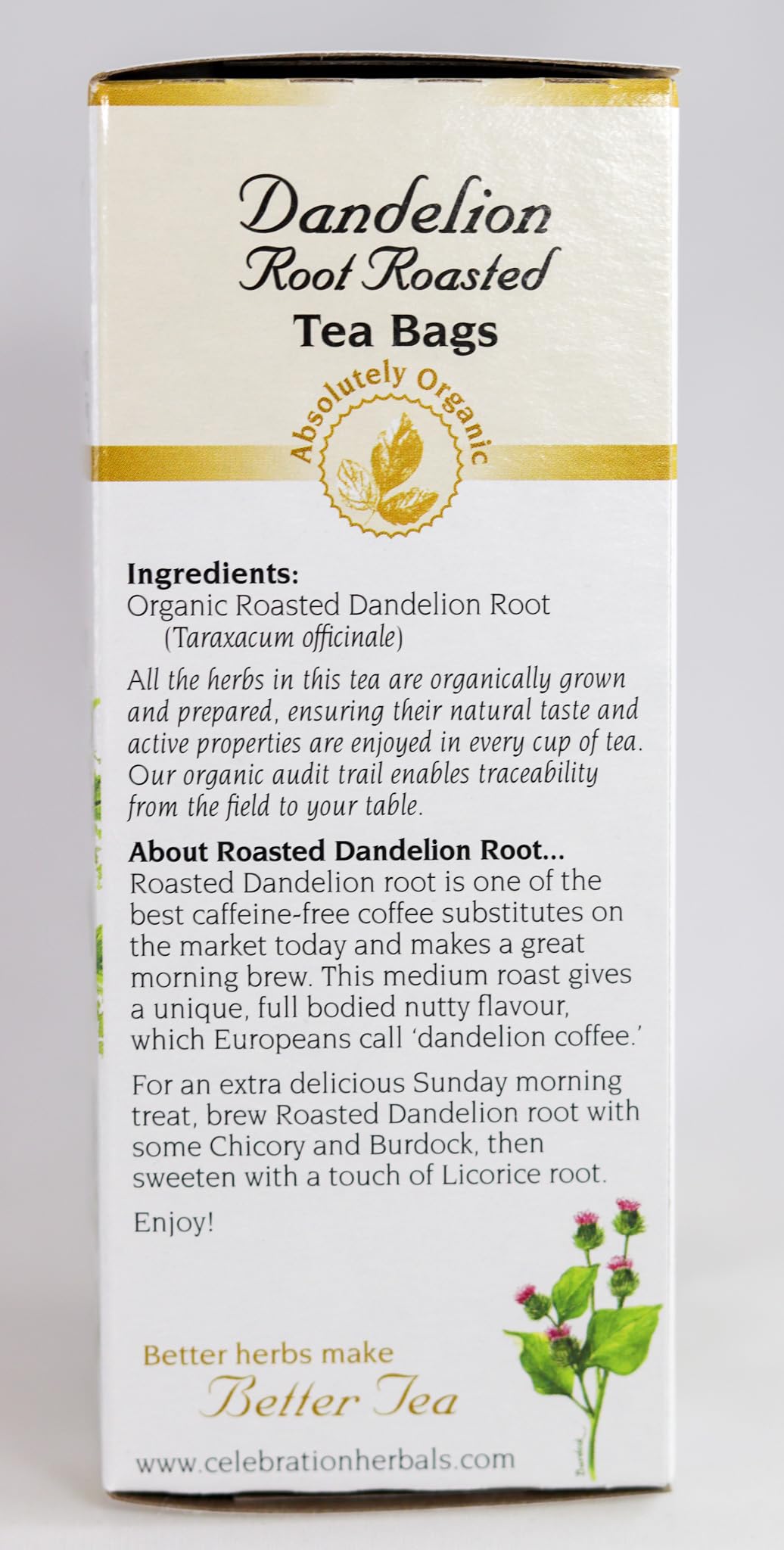 CELEBRATION HERBALS Dandelion Root Roasted Tea Organic 24 Bag, 0.02 Pound