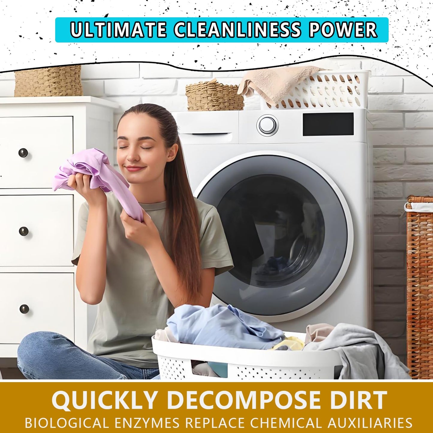 Bio Enzyme Laundry Booster Powder - Ultra-Concentrated Stain & Odor Remover for Whites & Colors | Oxygen Bleach Alternative | Non-Toxic, Biodegradable