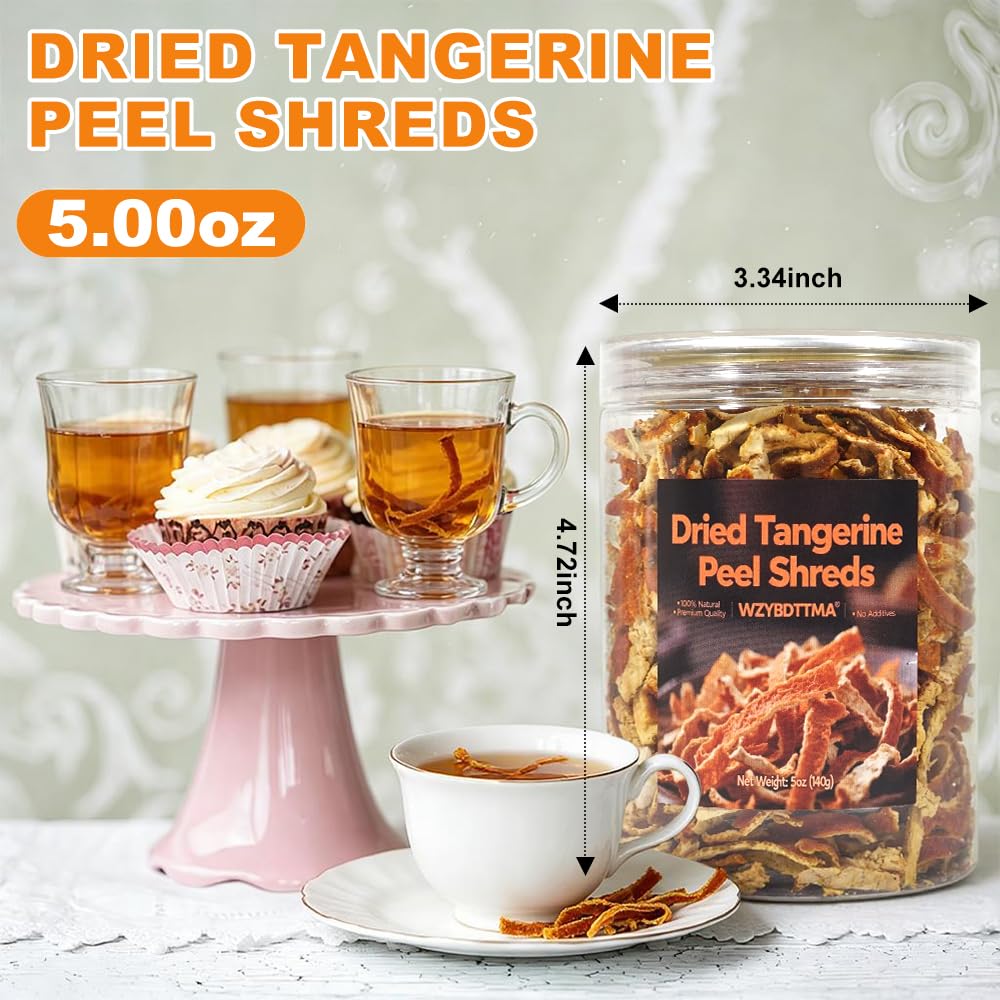 Dried Tangerine Peel Strip, Chinese Seasoning Spice,Orange Peel Tea,Great for Cooking, Baking and Tea, Chen Pi Si,Orange peel strips ????140g/4.9oz)