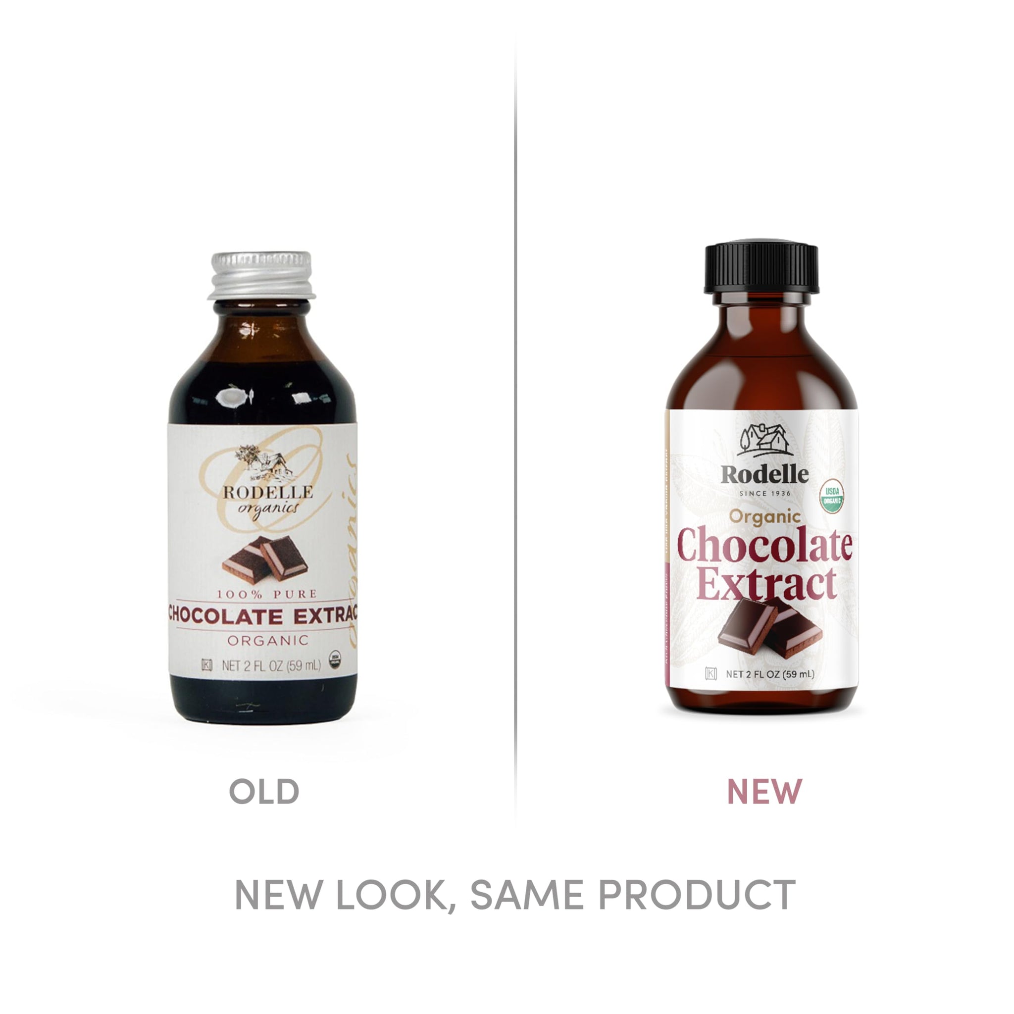 Rodelle Organics Pure Chocolate Extract Gluten Free Made in USA, 2 Ounce