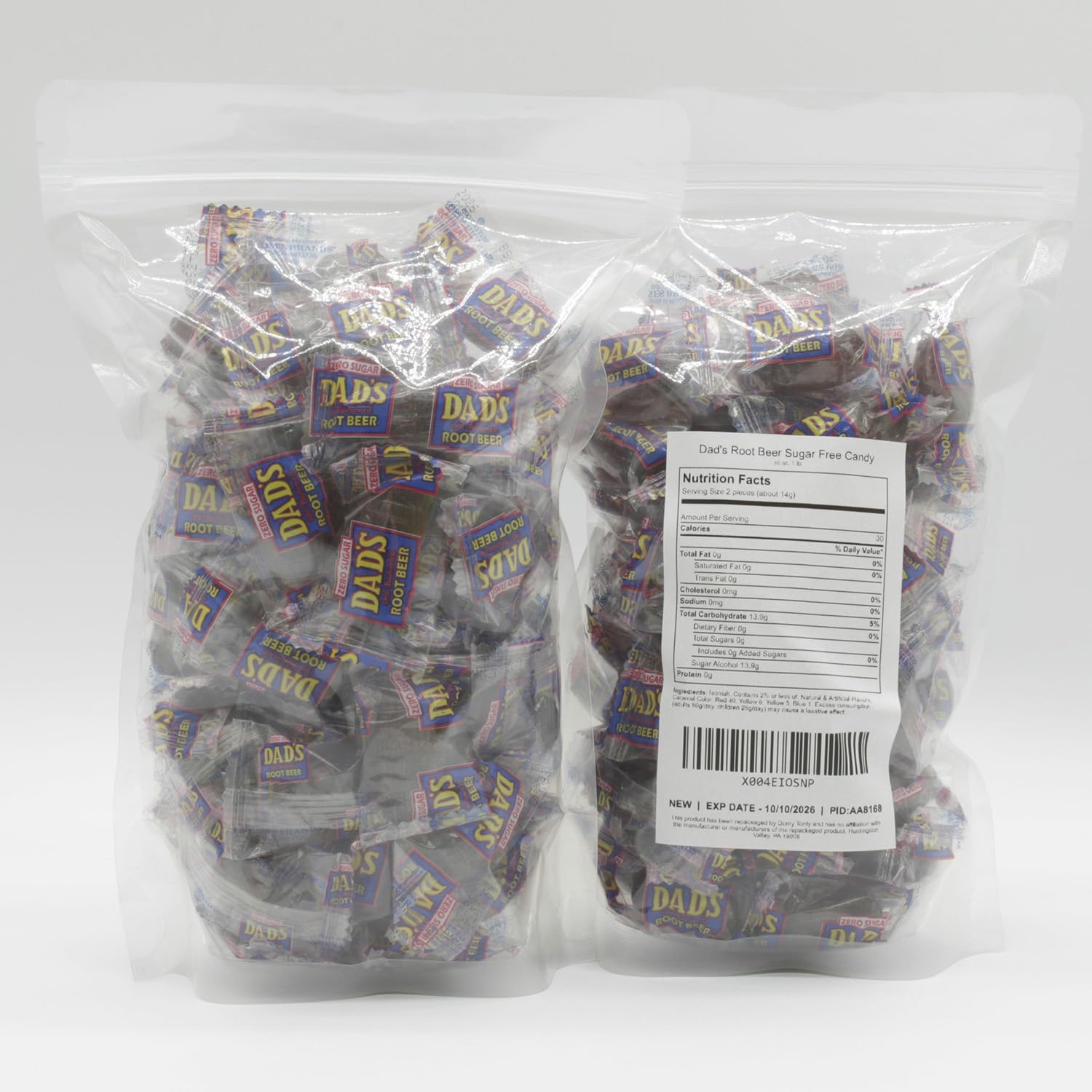 Dad's Root Beer Barrels Sugar Free 1 lb - Candy in Bulk Bag, Old Fashioned, Individually Wrapped, Original Flavor