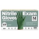SUP Powder-Free Nitrile Gloves, 100 Count Food Safe Latex-Free Disposable Gloves for Medical Cooking Household Cleaning Food Prep, Green (Medium)