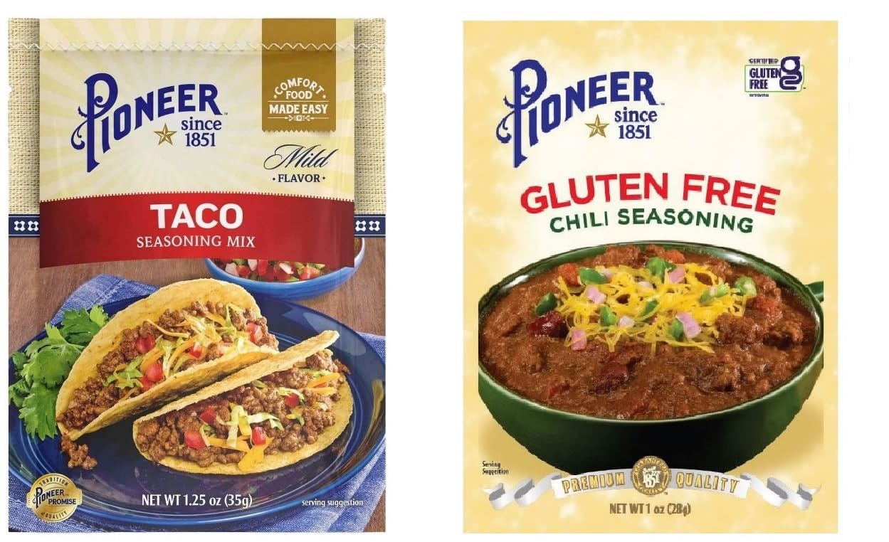 Pioneer Gluten Free Gravy & Seasoning Mixes - 2 packages (Taco & Chili)