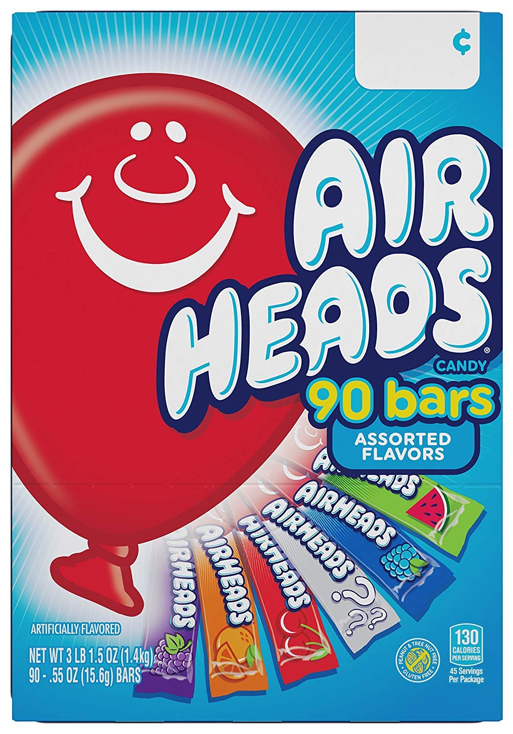 Airheads Bars, Chewy Fruit Candy, Variety Pack, 90 Count (Packaging May Vary) - 5 Pack