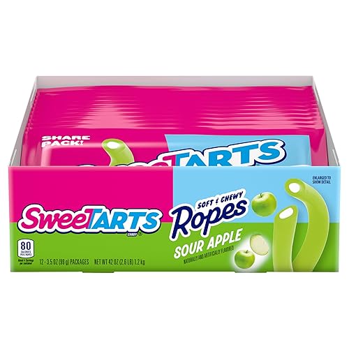 SweeTARTS Ropes, Candy, Sour Apple, Soft and Chewy, 3.5 oz (Pack of 12)