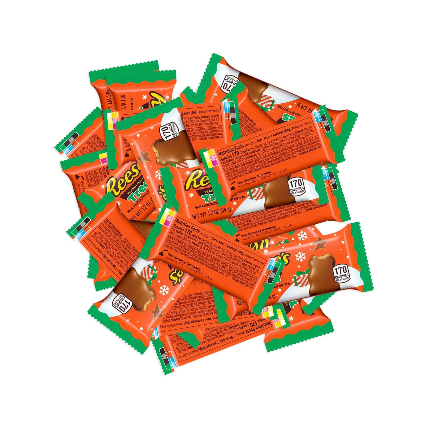 Rece’s Peanut Butter Trees - Holiday Milk Chocolate Peanut Butter Candy, Christmas Candy Individually Wrapped - Seasonal Festive Treats for Stockings